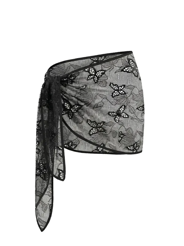 [Pre-Sale] Black 1960s Butterfly Lace Cover Up made by Retro Stage