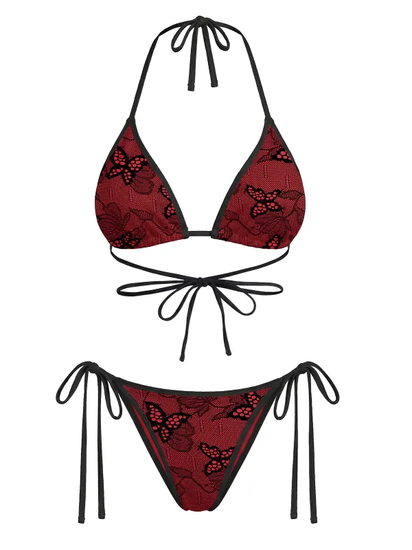 [Pre-Sale] 1960s Halter Butterfly Lace Bikini Set made by Retro Stage