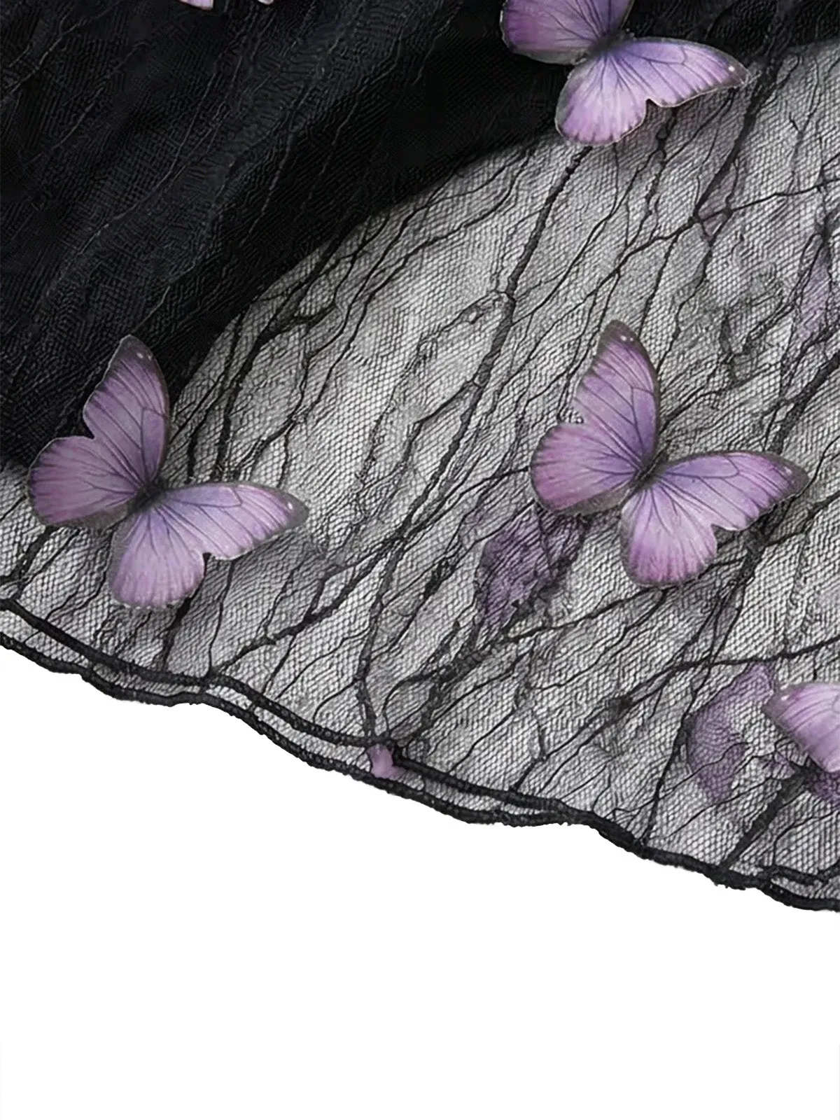 3PCS Black 1980s Butterfly Mesh Bikini Set & Cover-Up sold by Retro Stage product image thumbnail 5