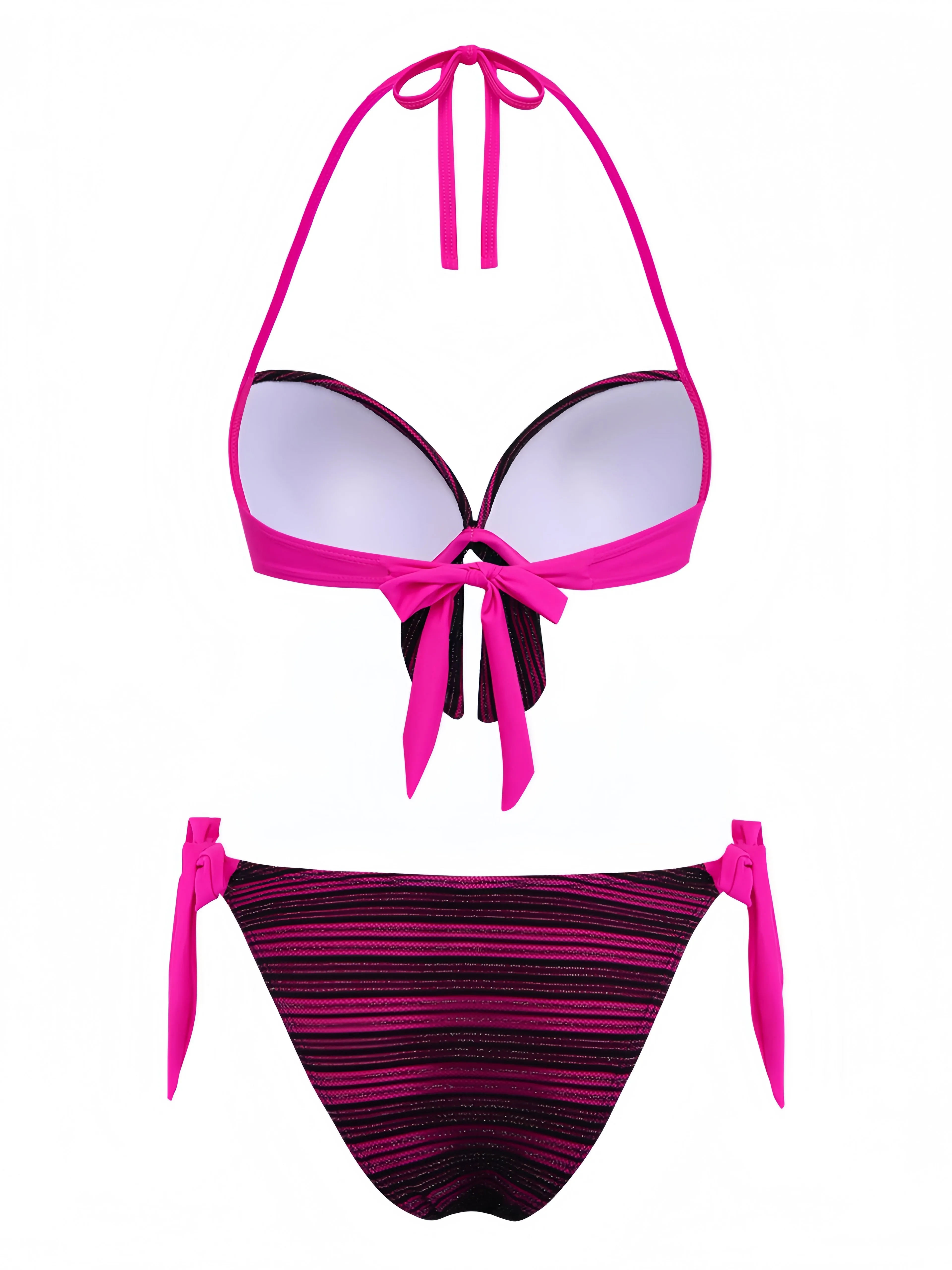 Purple 1960s Halter Striped Bow-Tie Bikini Set sold by Retro Stage product image thumbnail 3