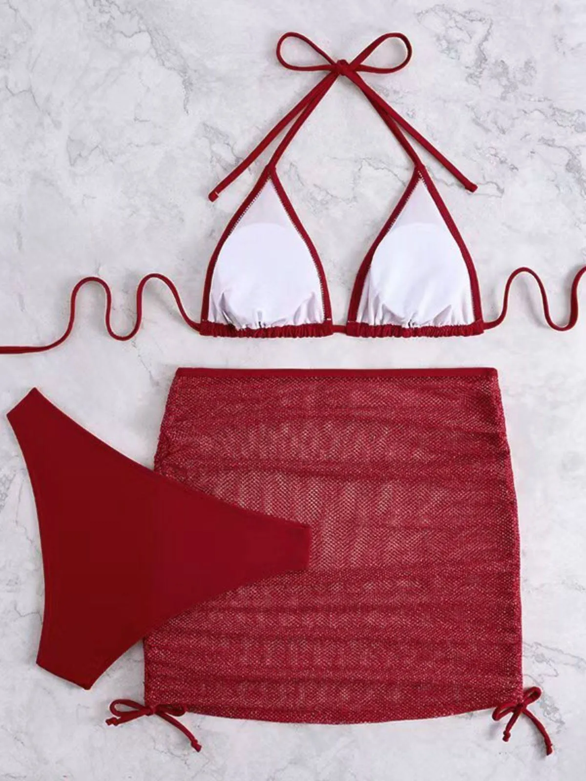 1940s Solid Halter Bikini Set & Crochet Cover-Up sold by Retro Stage product image thumbnail 4