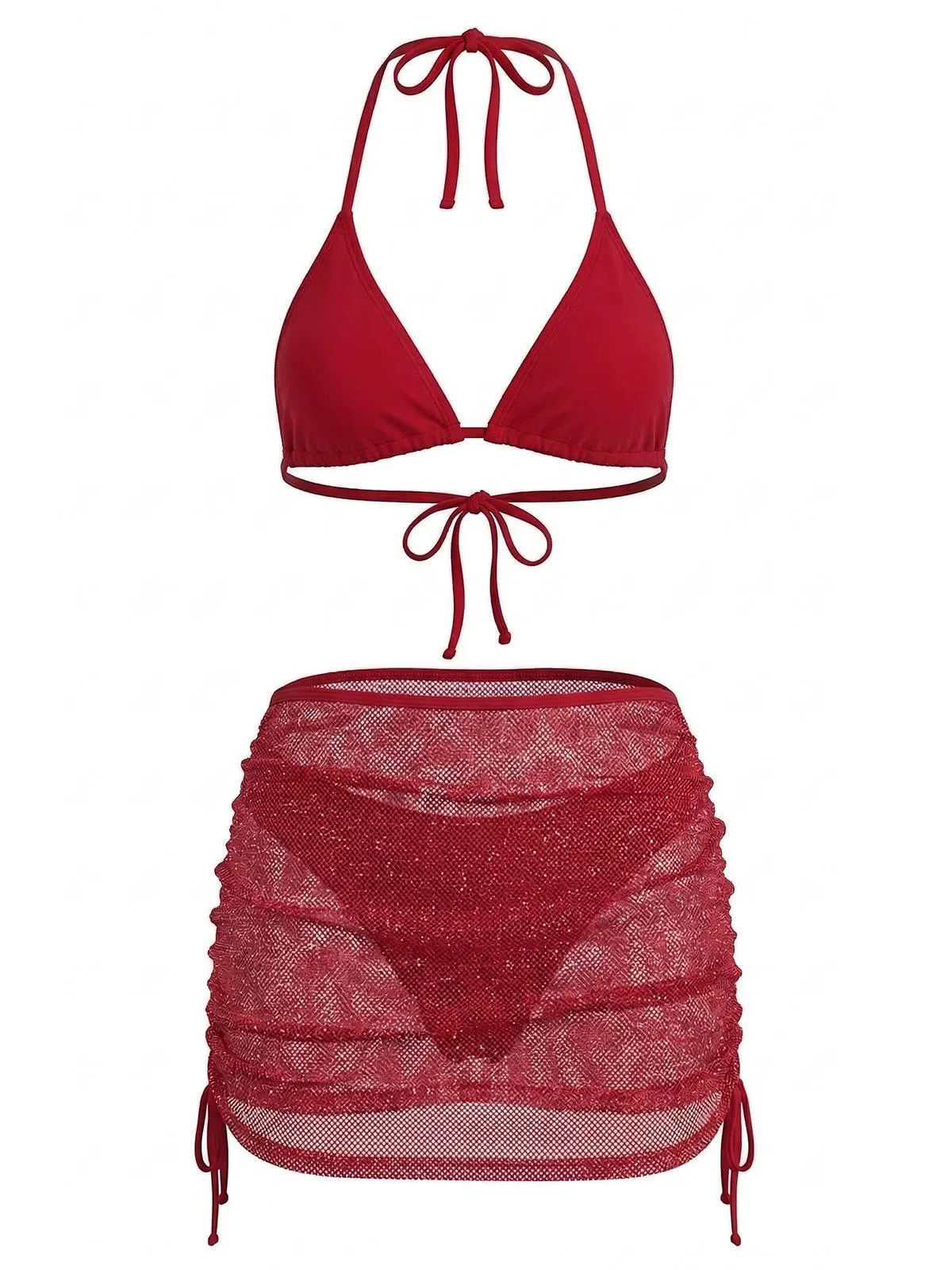 1940s Solid Halter Bikini Set & Crochet Cover-Up sold by Retro Stage product image thumbnail 2