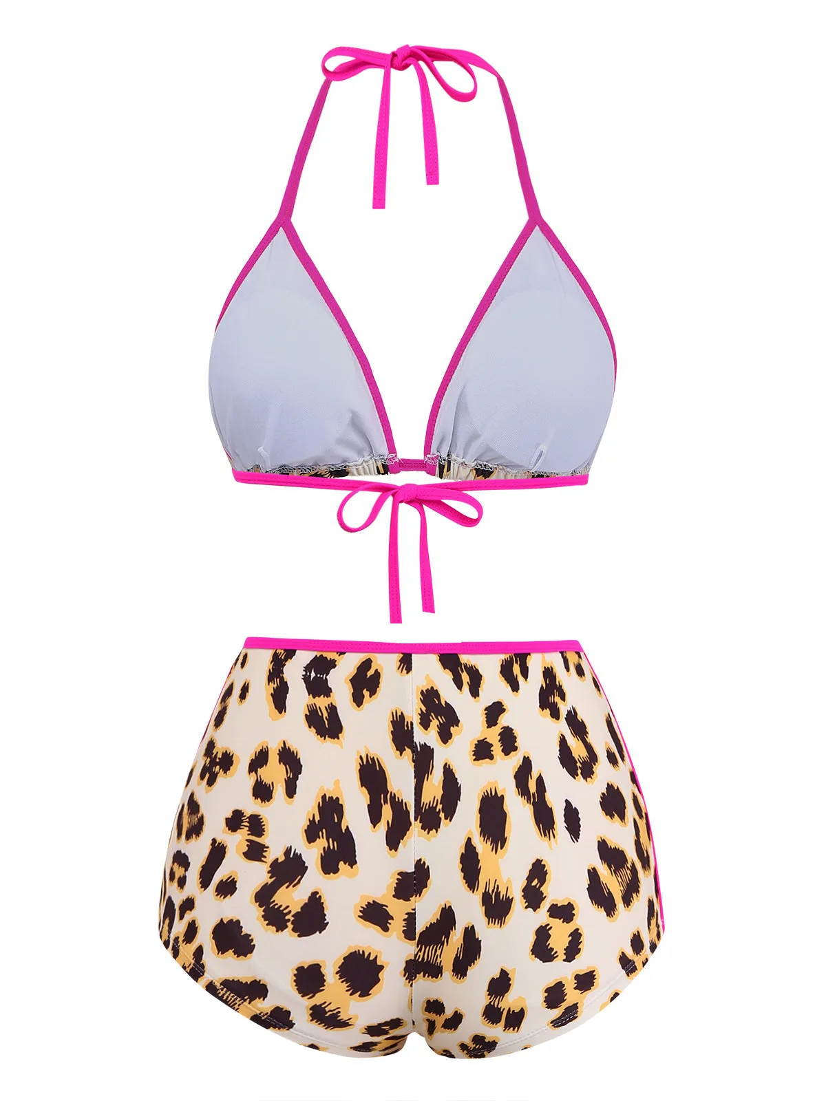 Brown 1950s Leopard Halter Colorblock Tankini Set sold by Retro Stage product image thumbnail 3
