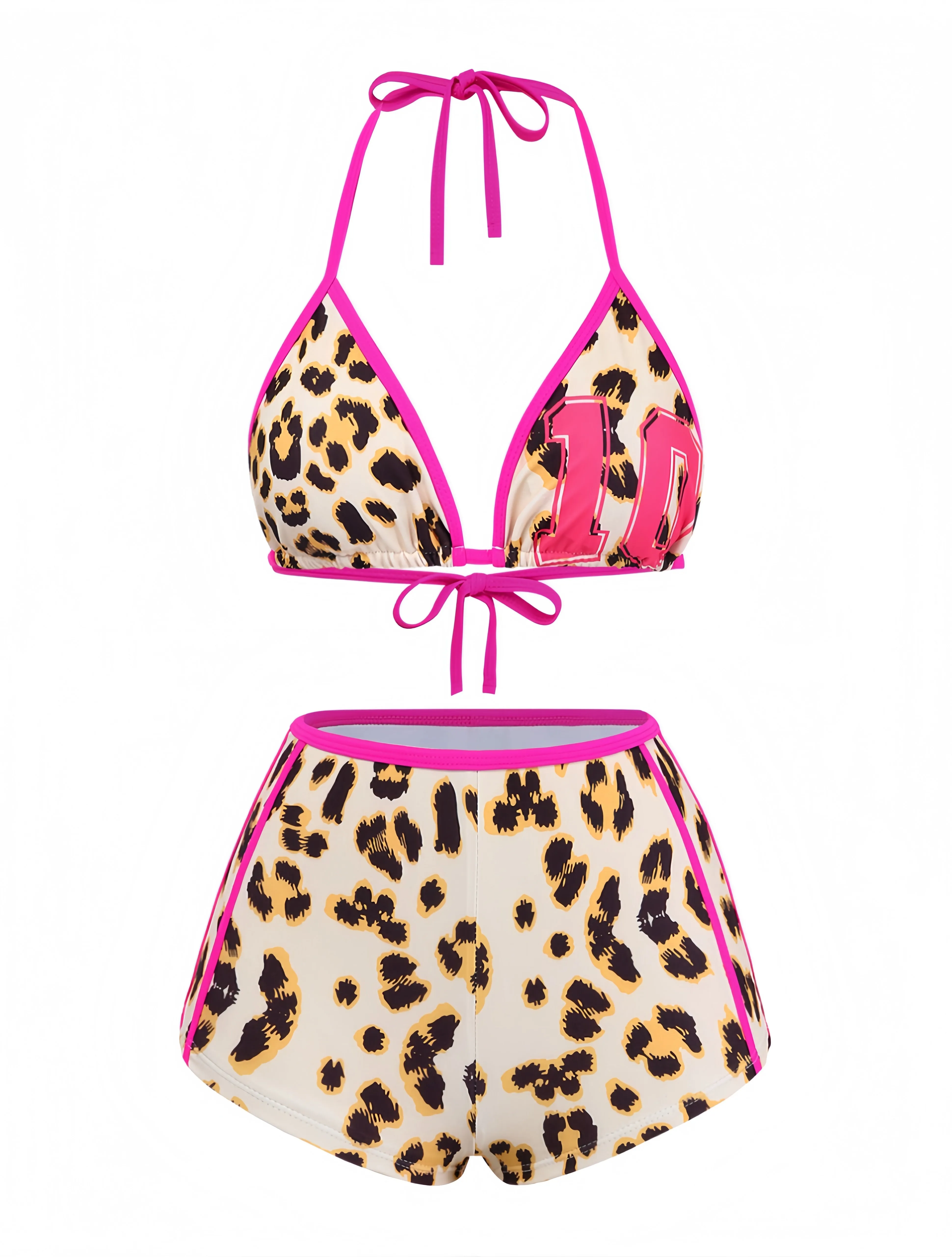 Brown 1950s Leopard Halter Colorblock Tankini Set sold by Retro Stage product image thumbnail 2