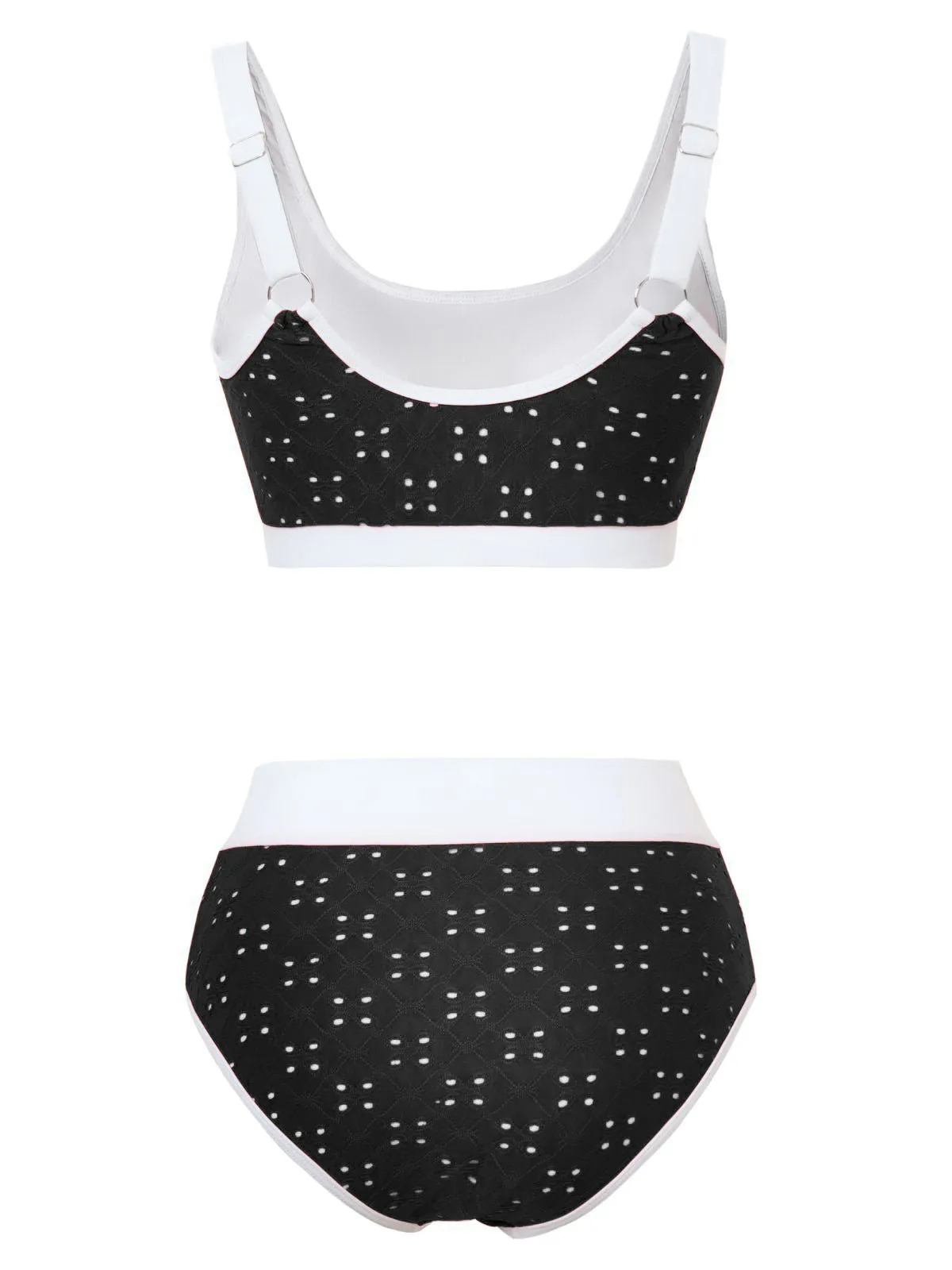 1940s Eyelet High Waisted Color Block Tankini Set sold by Retro Stage product image thumbnail 5