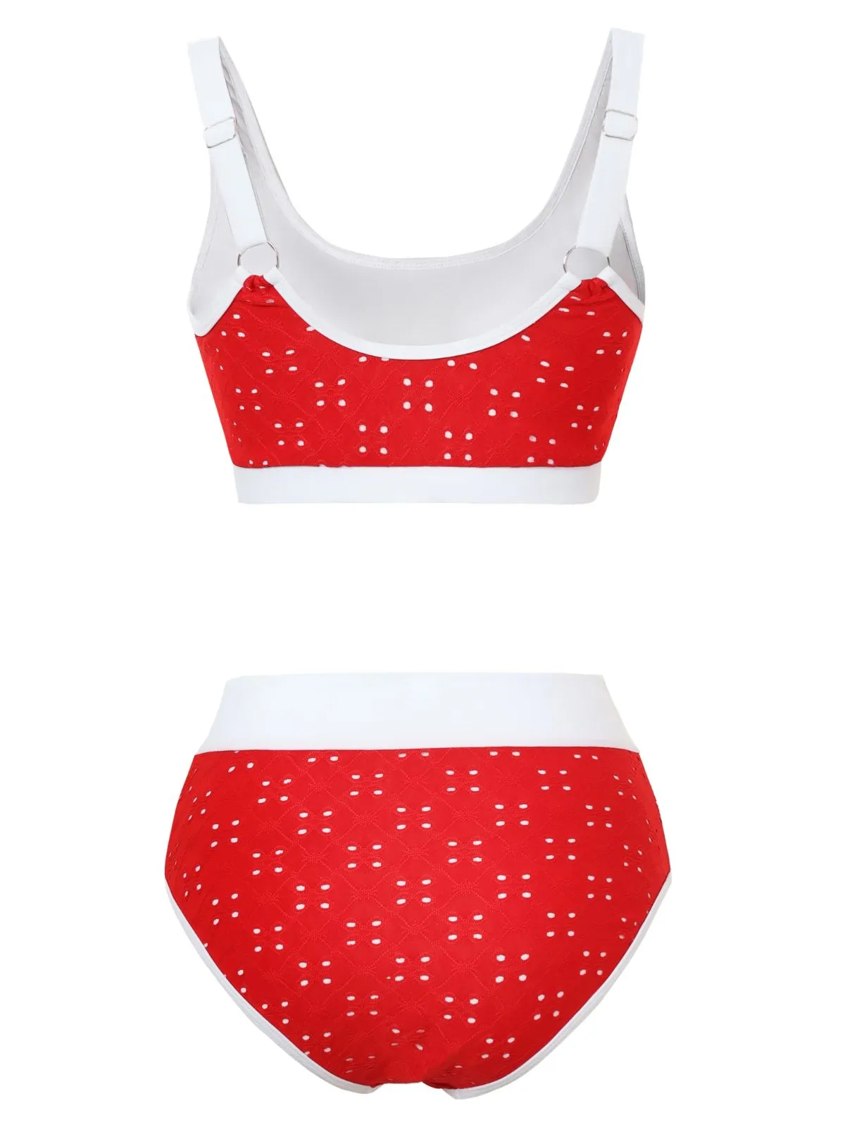 1940s Eyelet High Waisted Color Block Tankini Set sold by Retro Stage product image thumbnail 3