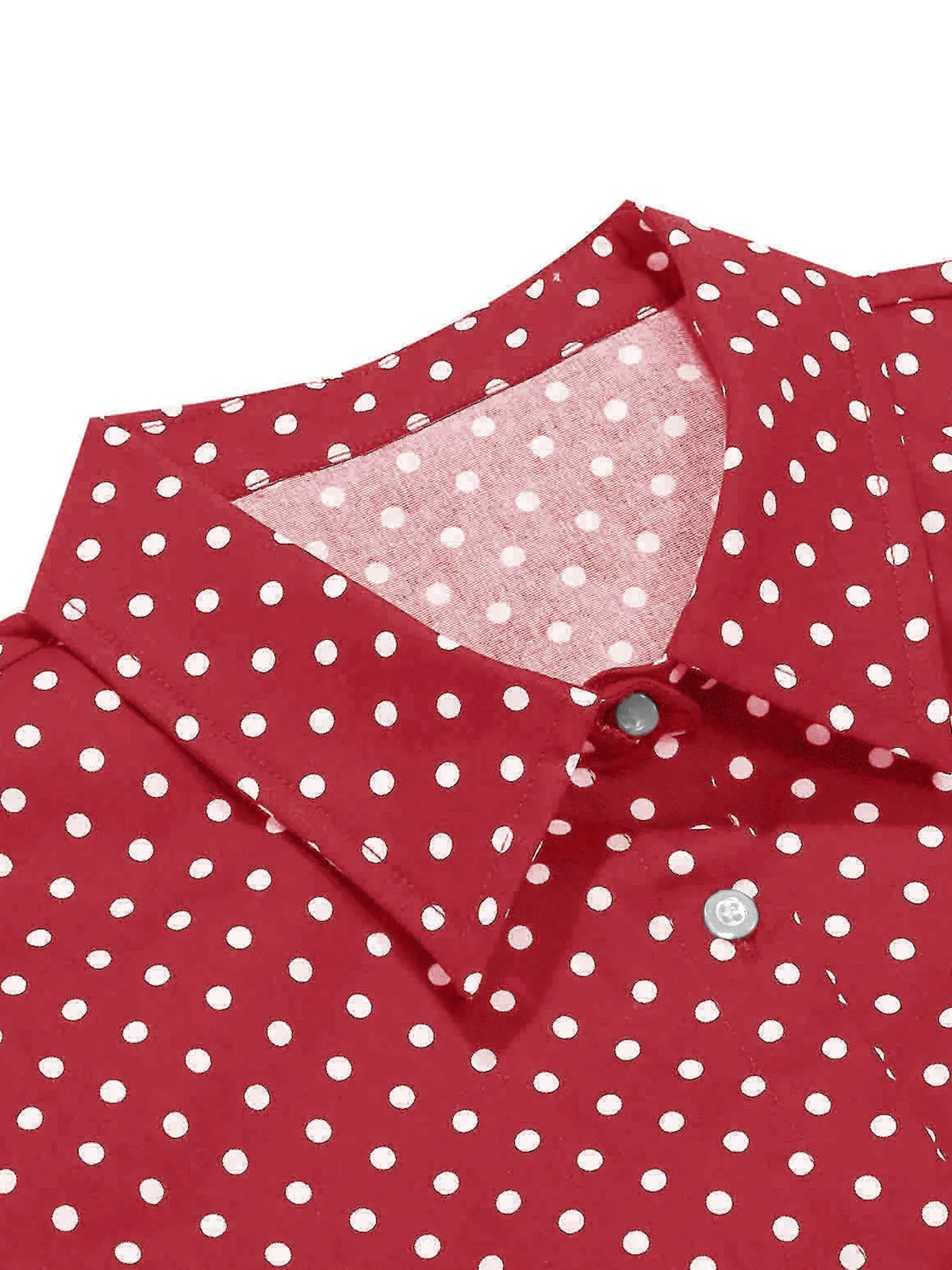 Red 1950s Polka Dot Tie-Front Cropped Blouse sold by Retro Stage product image thumbnail 3