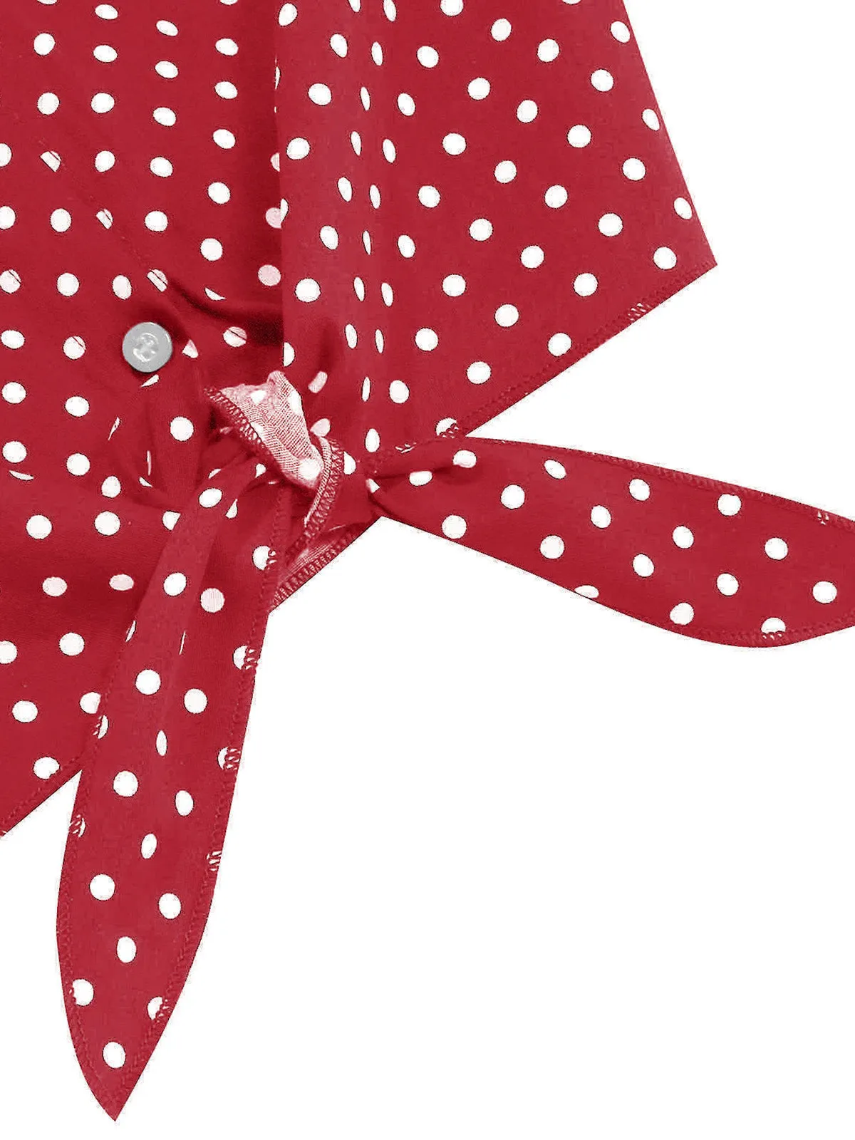 Red 1950s Polka Dot Tie-Front Cropped Blouse sold by Retro Stage product image thumbnail 5