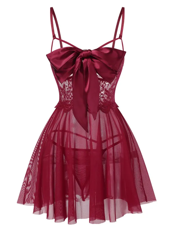 1950s Spaghetti Strap Lace Mesh Nightgown made by Retro Stage