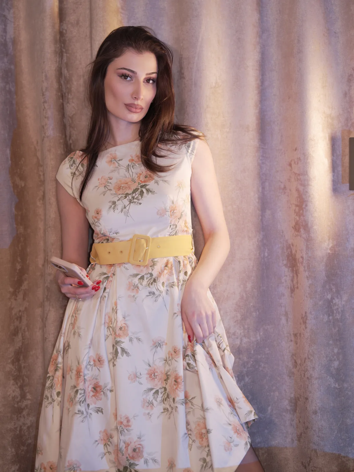 Yellow 1950s Boat Neck Antique Floral Dress sold by Retro Stage product image thumbnail 2