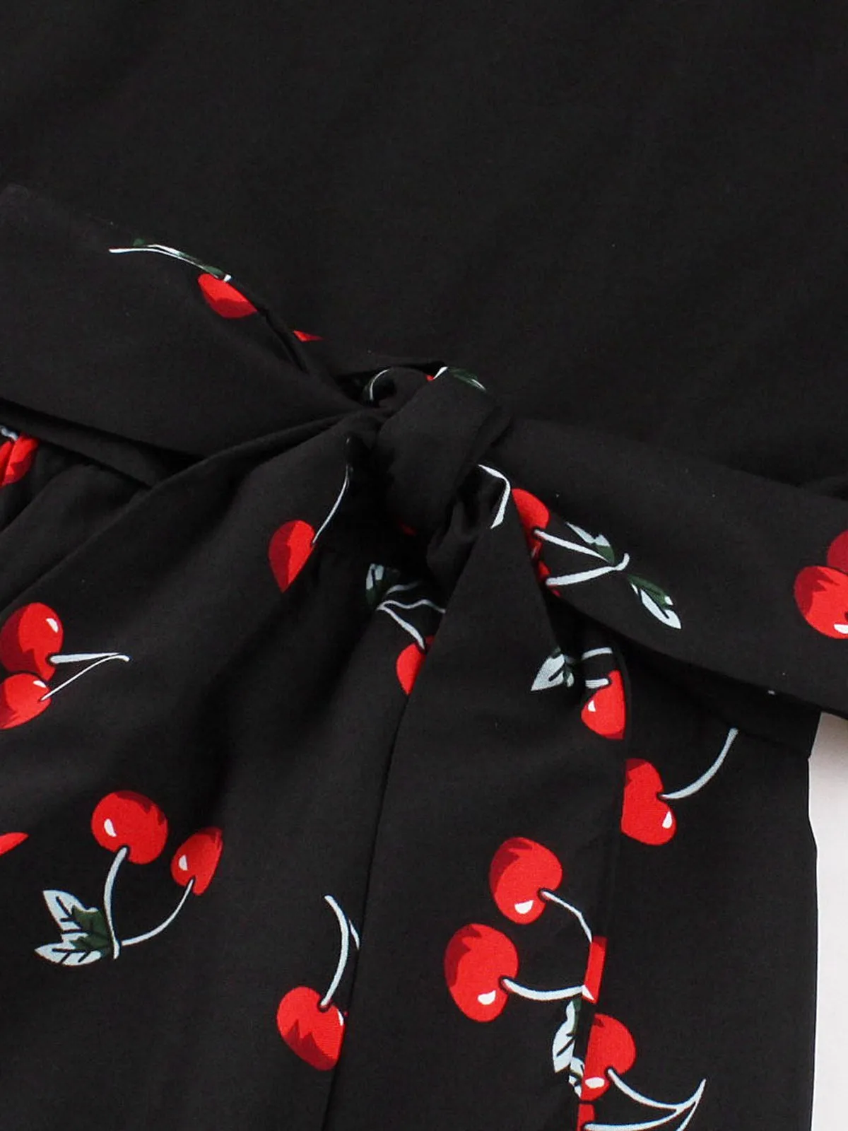 Black 1950s Red Cherry Patchwork Swing Dress sold by Retro Stage product image thumbnail 2