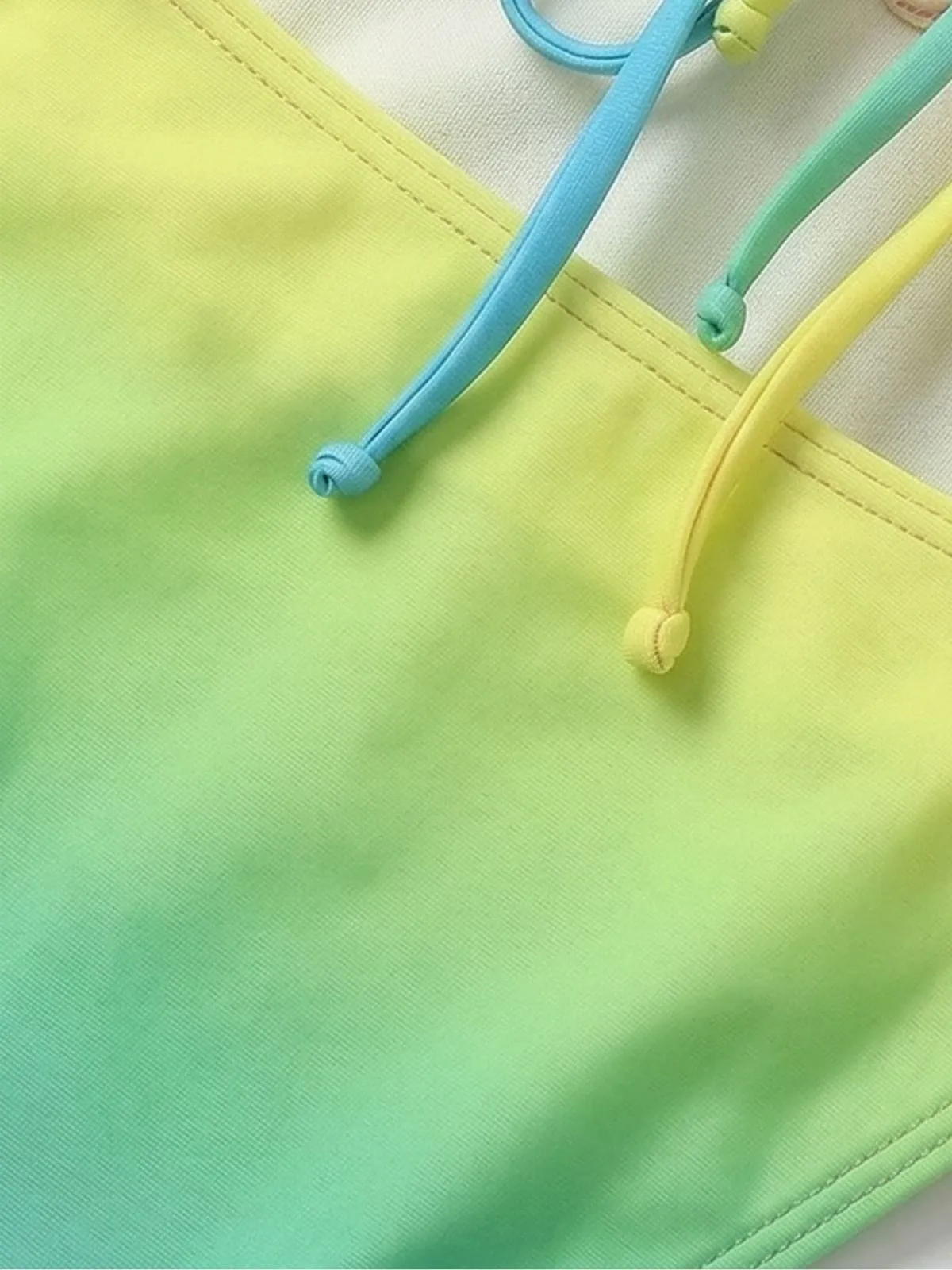 Multicolor 1950s Ruched Gradient Beach One-Piece Swimsuit sold by Retro Stage product image thumbnail 4