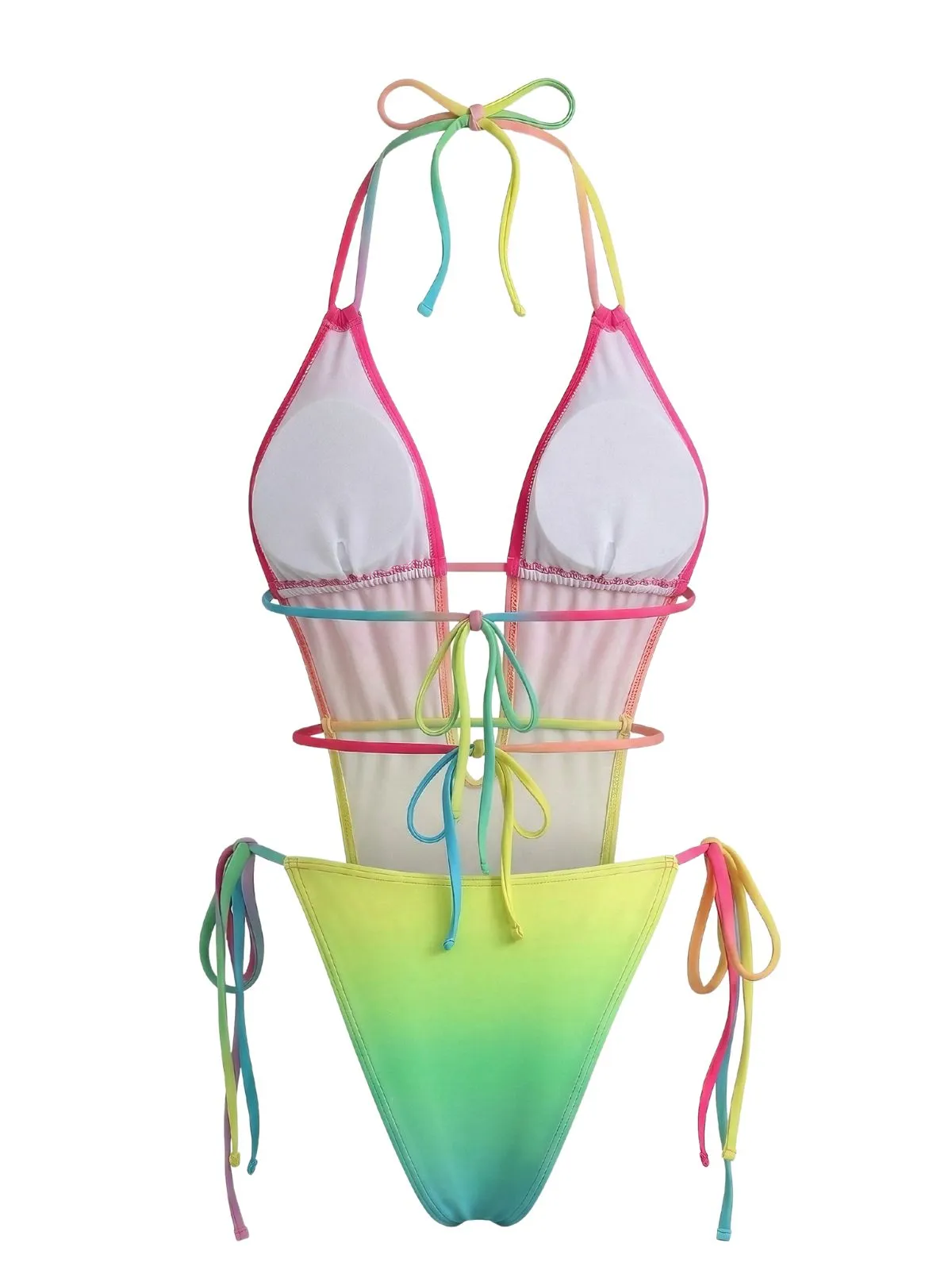 Multicolor 1950s Ruched Gradient Beach One-Piece Swimsuit sold by Retro Stage product image thumbnail 3