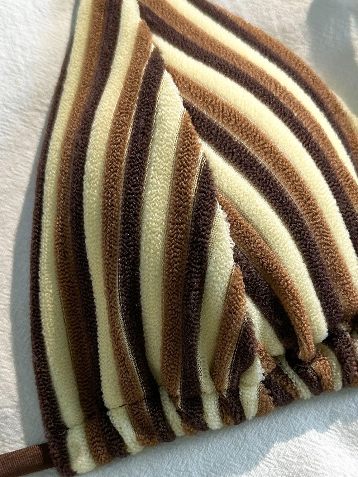 2PCS Brown 1950s Striped Terry Halter Bikini & Shorts sold by Retro Stage product image thumbnail 4