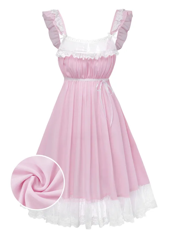 [Pre-Sale] Pale Pink 1950s Lace Bow Tulle Nightgown made by Retro Stage