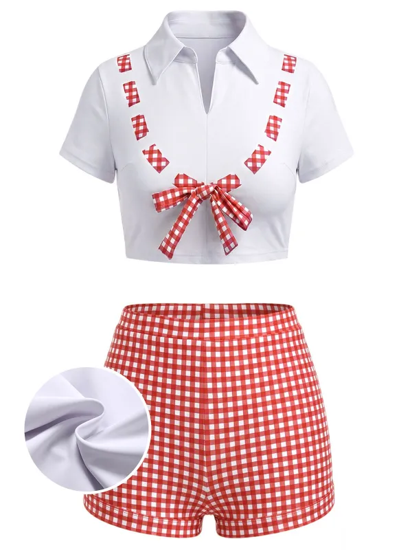 [Pre-Sale] Red 1930s Gingham Collared Tankini Set made by Retro Stage