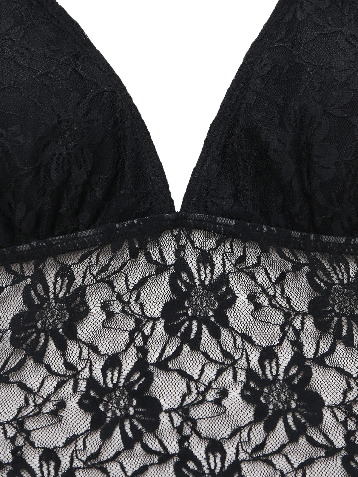 Black 1980s Lace Halter Ruffle One-Piece Swimsuit sold by Retro Stage product image thumbnail 5