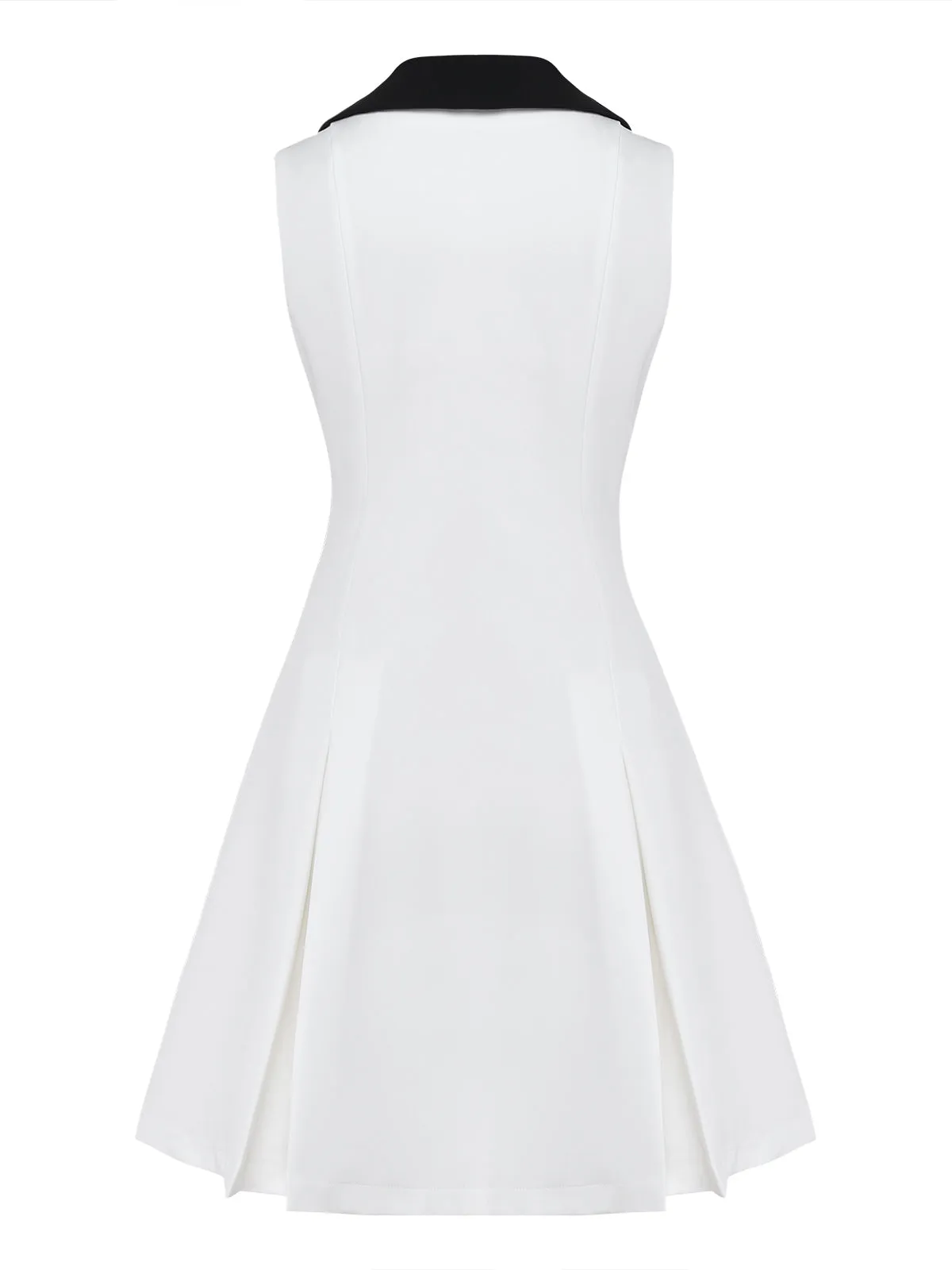 White 1960s Chelsea Collar Sleeveless Colorblock Mini Dress sold by Retro Stage product image thumbnail 3