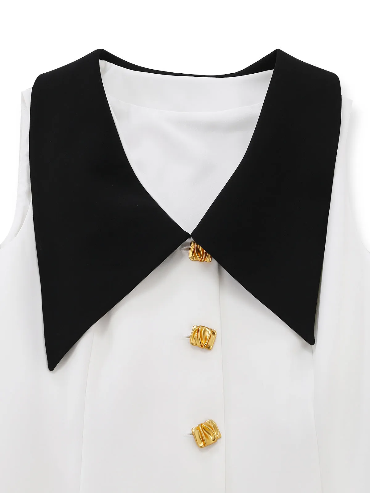 White 1960s Chelsea Collar Sleeveless Colorblock Mini Dress sold by Retro Stage product image thumbnail 4