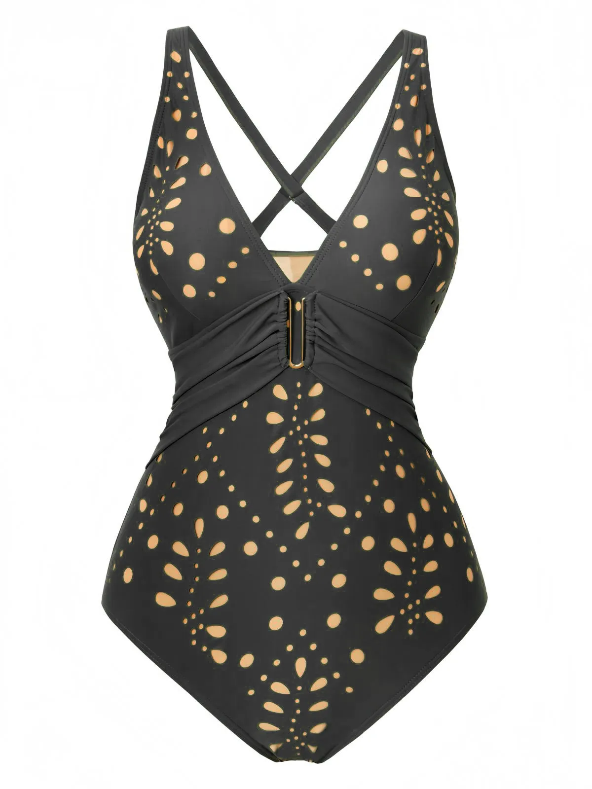 1940s Hollow Out Metal Buckle One-Piece Swimsuit sold by Retro Stage product image thumbnail 4