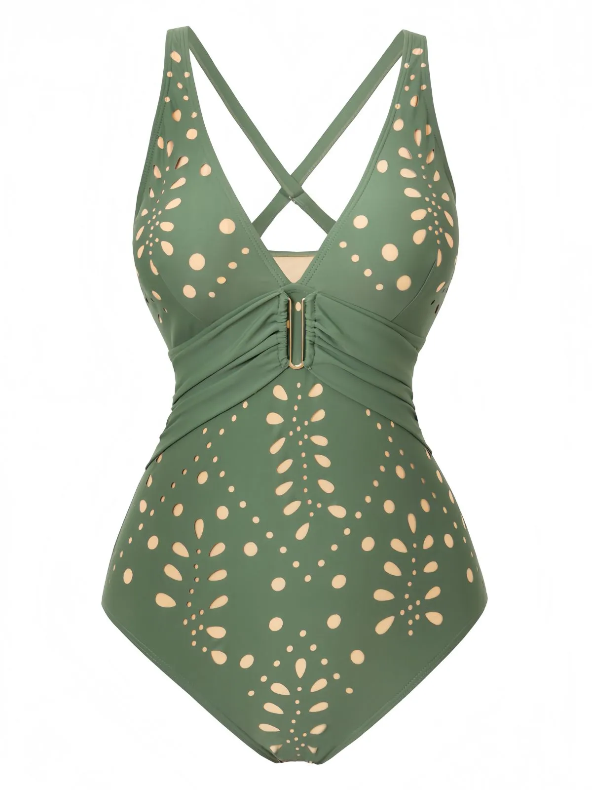 1940s Hollow Out Metal Buckle One-Piece Swimsuit sold by Retro Stage product image thumbnail 2