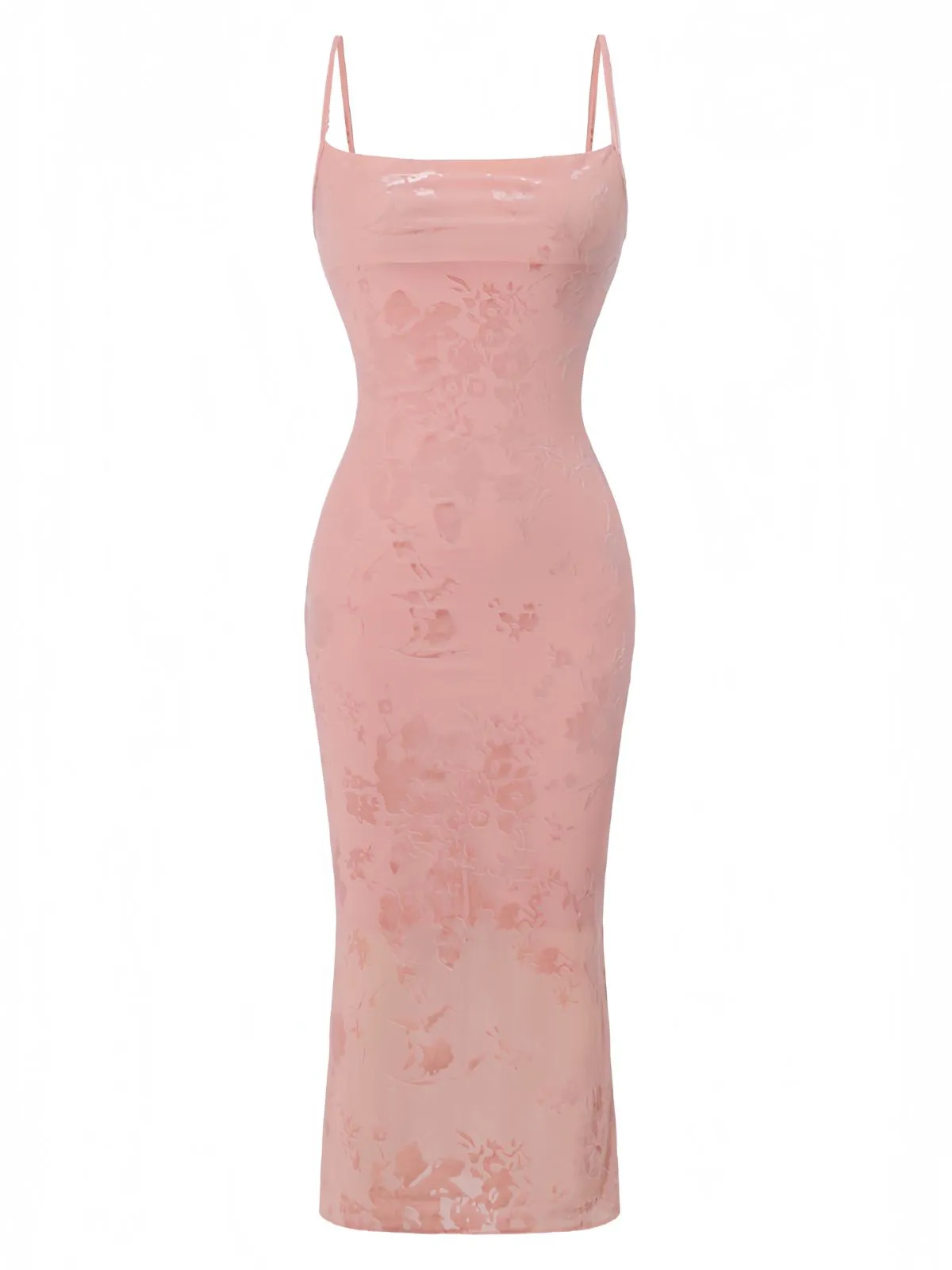 Pink 1960s Jacquard Satin Halter Bodycon Dress sold by Retro Stage product image thumbnail 2