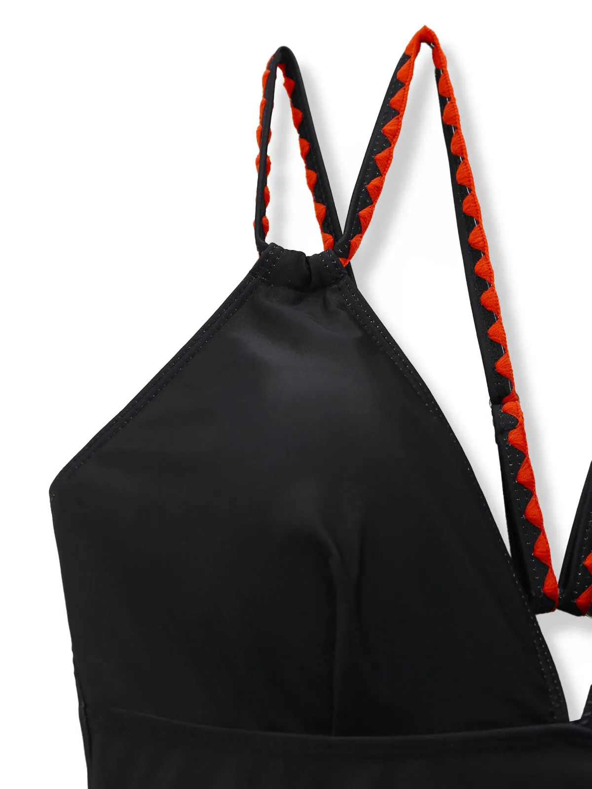 Black 1950s Floral Deep V Double Strap One-Piece Swimsuit sold by Retro Stage product image thumbnail 5