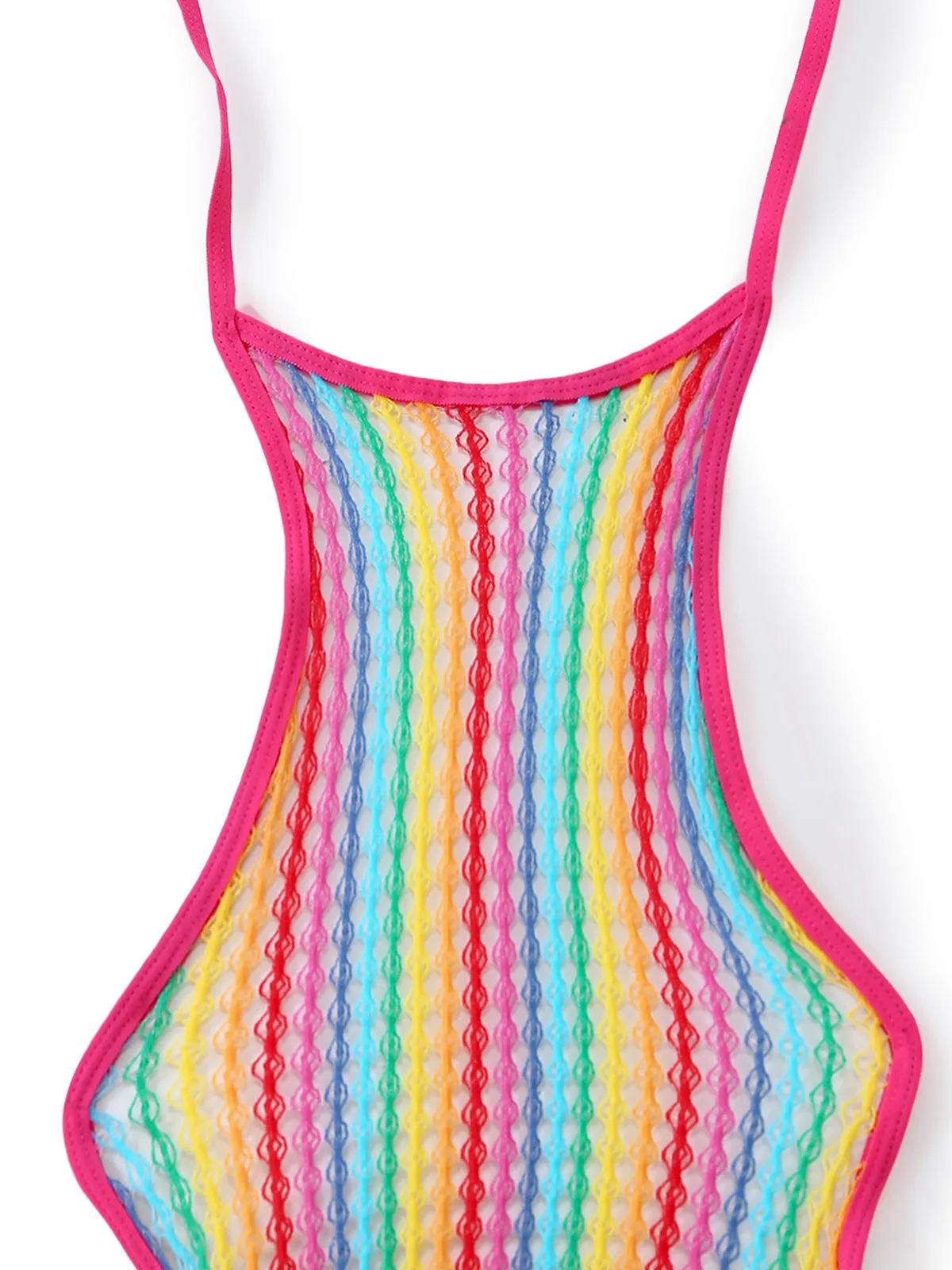 Multicolor 1960s Rainbow Mesh Halter Nightgown sold by Retro Stage product image thumbnail 4