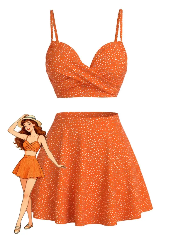 1950s Polka Dot High-Waist Bikini Set & Cover-Up made by Retro Stage