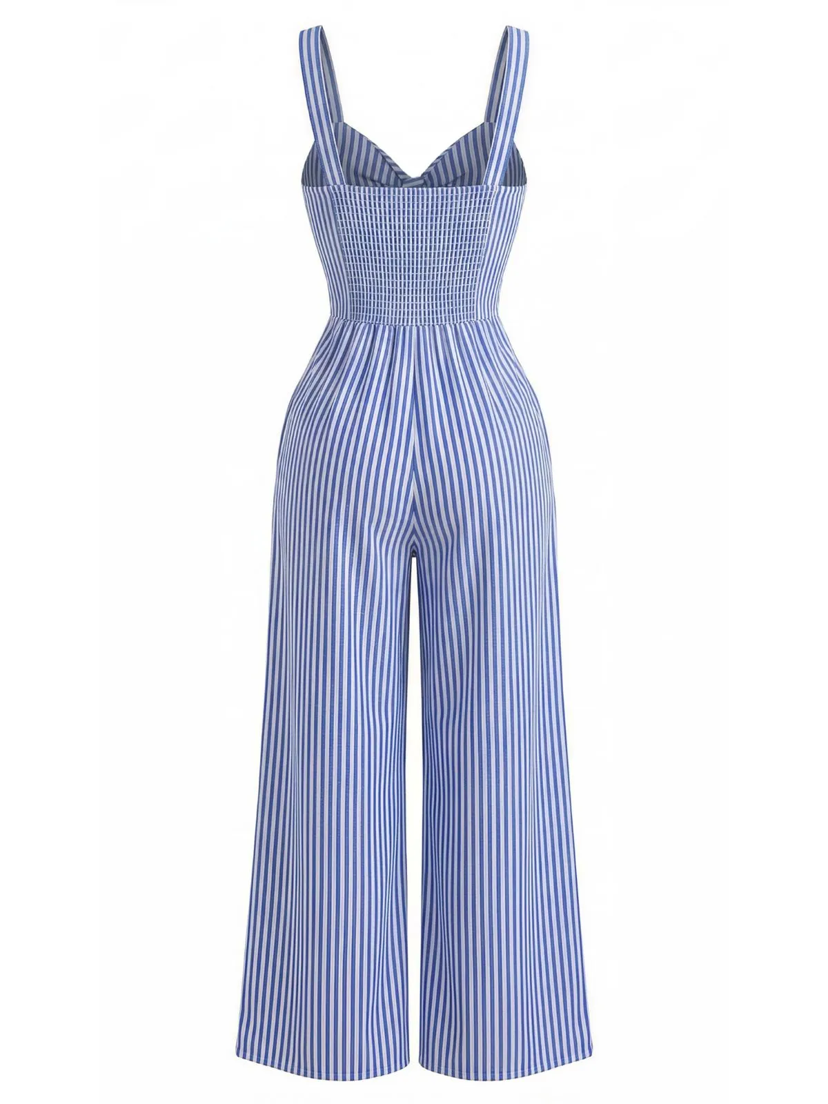Blue 1950s Striped Twisted Hollow V-Neck Jumpsuit sold by Retro Stage product image thumbnail 5