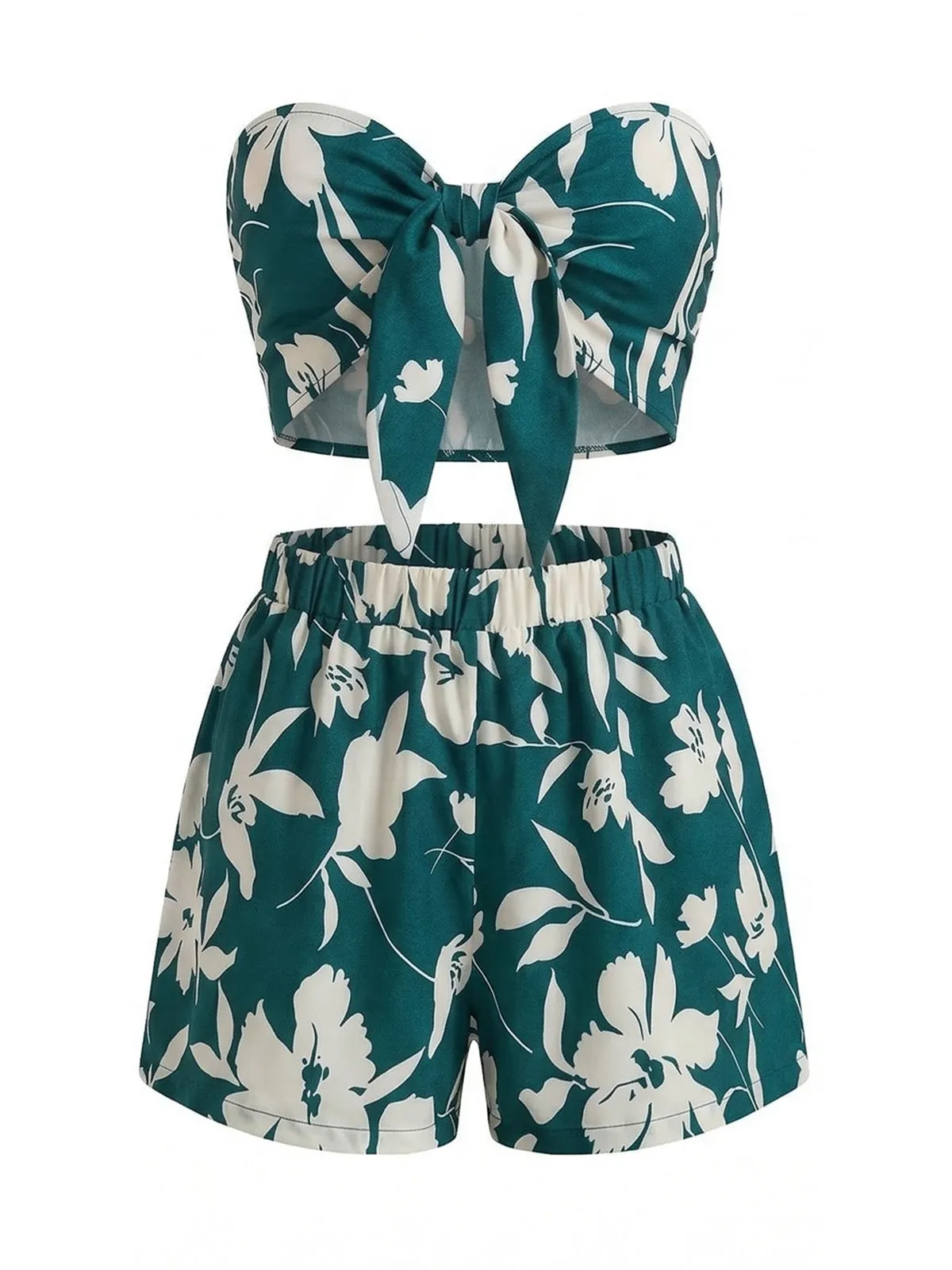 2PCS 1930s Tropical Floral Print Strapless & Shorts Set sold by Retro Stage product image thumbnail 2
