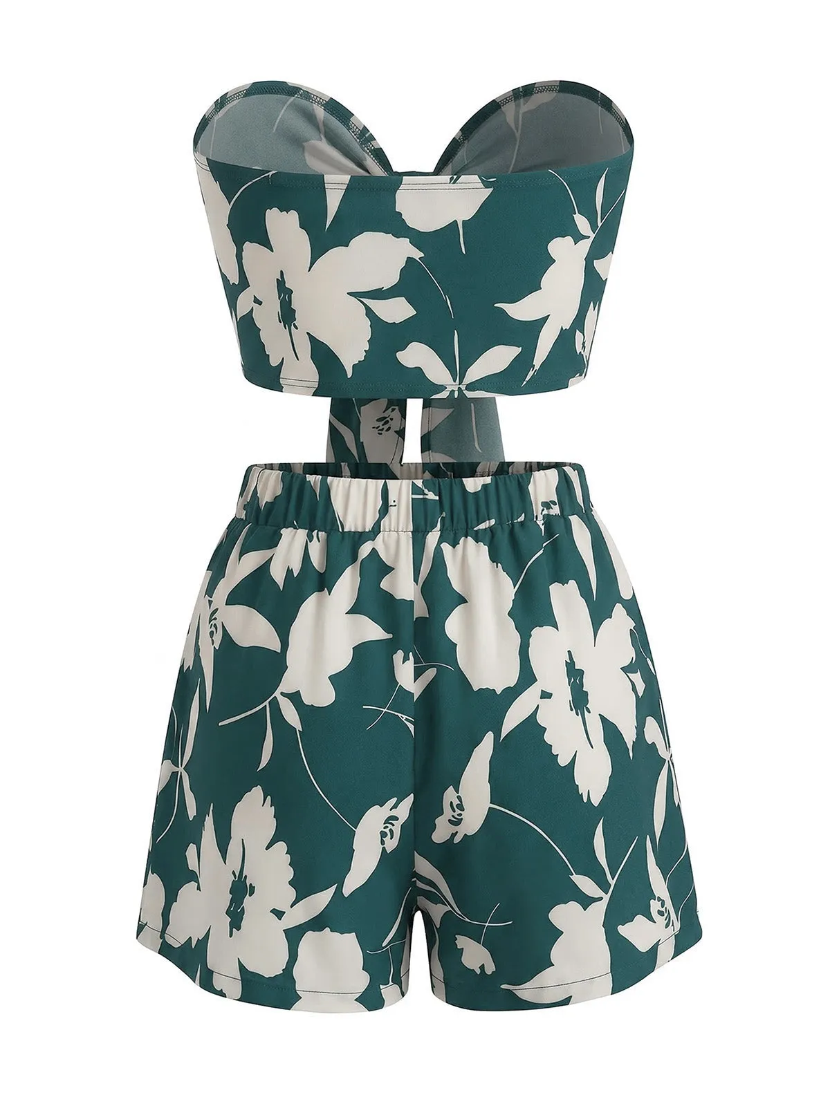 2PCS 1930s Tropical Floral Print Strapless & Shorts Set sold by Retro Stage product image thumbnail 3