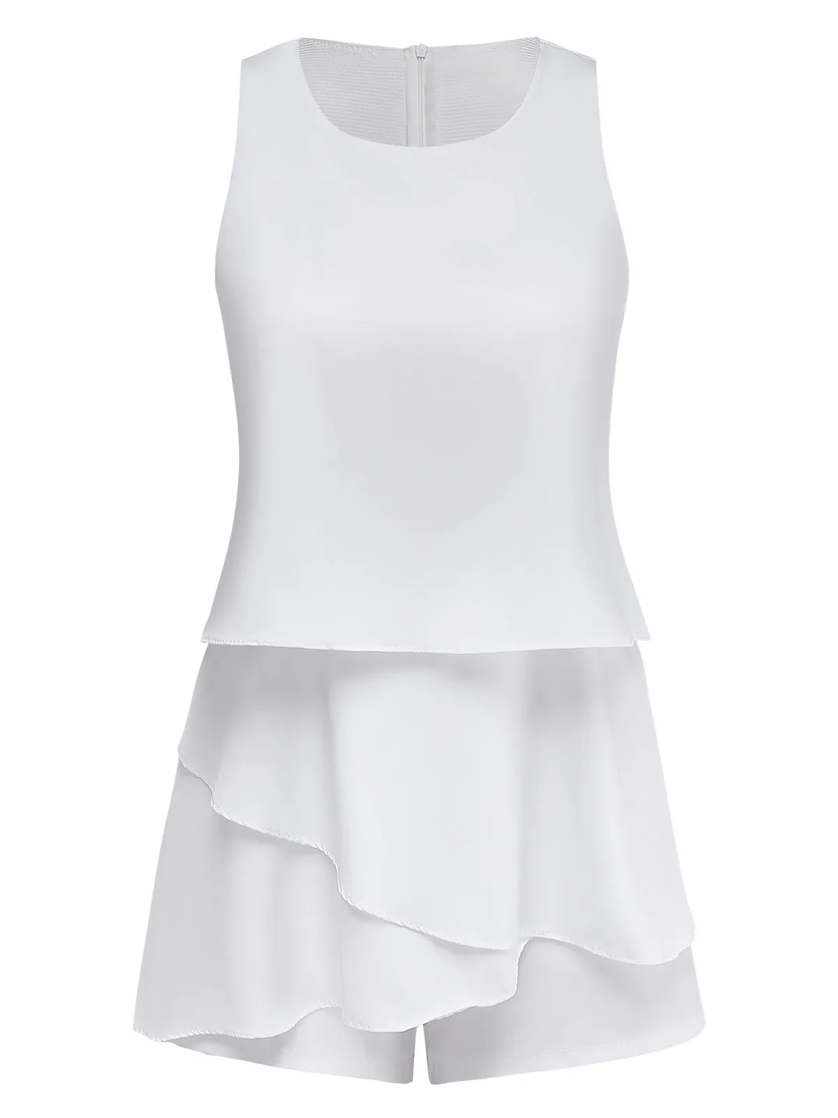 1980s Layered Ruffle Solid Sleeveless Romper sold by Retro Stage product image thumbnail 2
