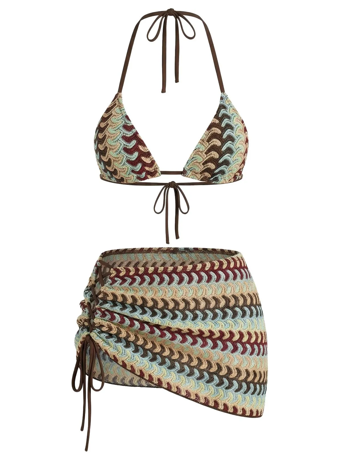 Multicolor 1970s Boho Halter Bikini Set & Cover-Up sold by Retro Stage product image thumbnail 2