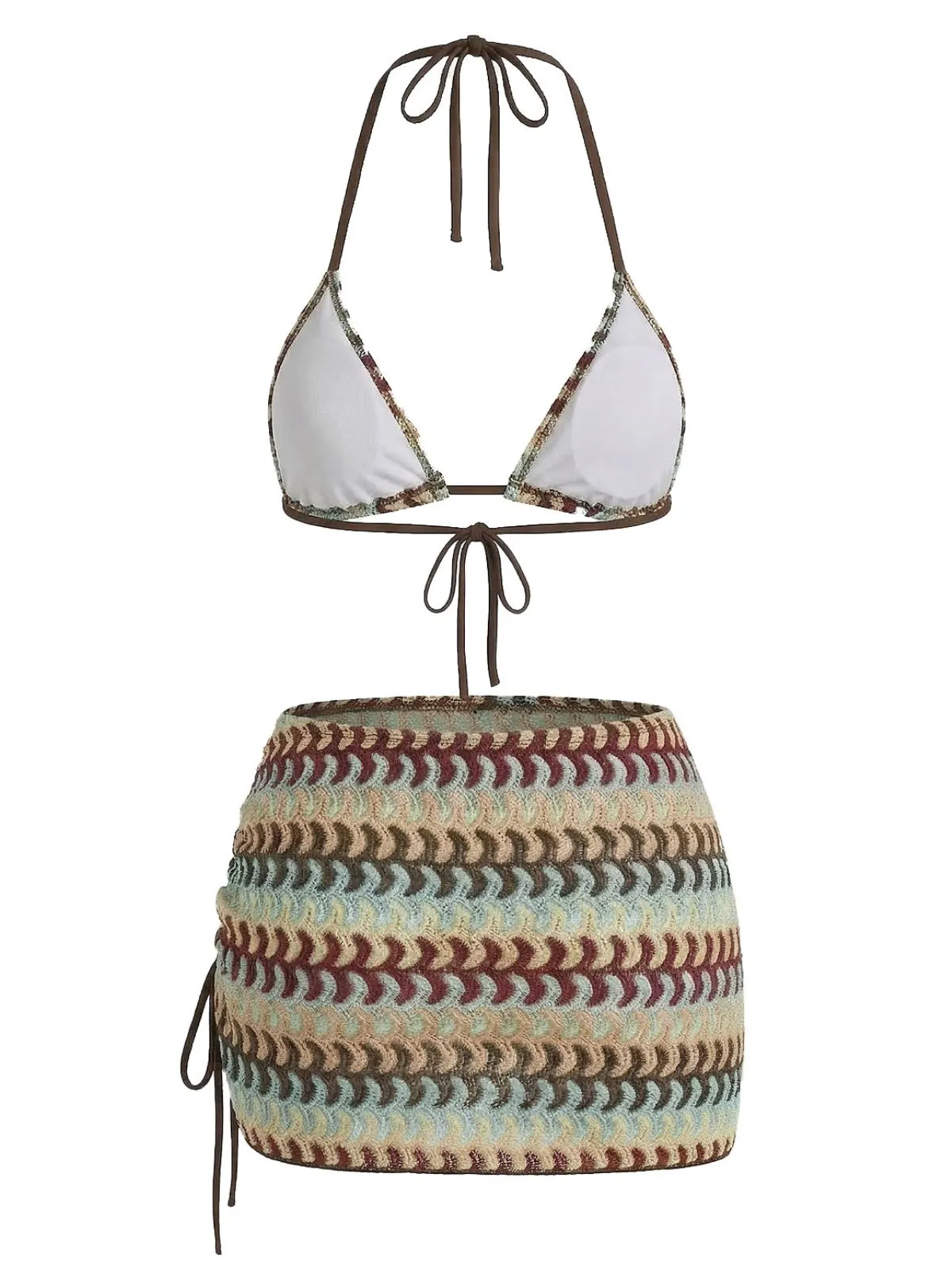 Multicolor 1970s Boho Halter Bikini Set & Cover-Up sold by Retro Stage product image thumbnail 3