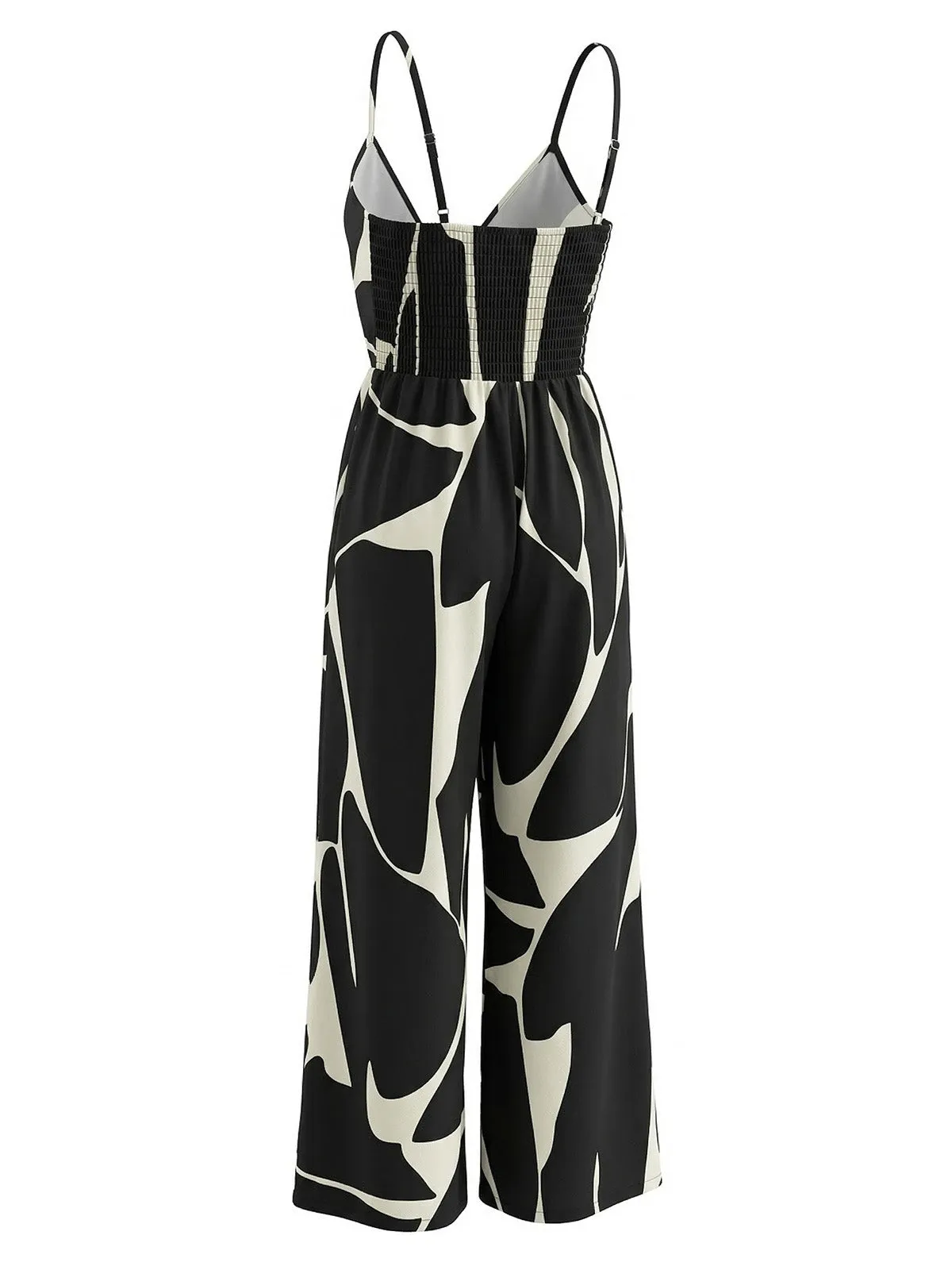 Black 1930s Abstract Printed Wide Leg Jumpsuit sold by Retro Stage product image thumbnail 3
