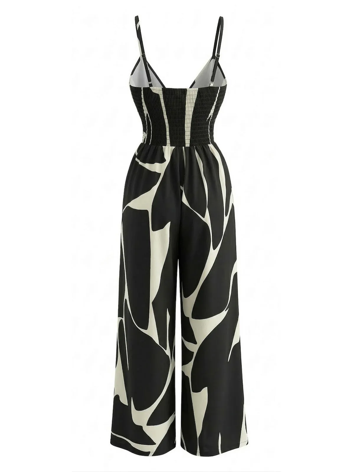 Black 1930s Abstract Printed Wide Leg Jumpsuit sold by Retro Stage product image thumbnail 4