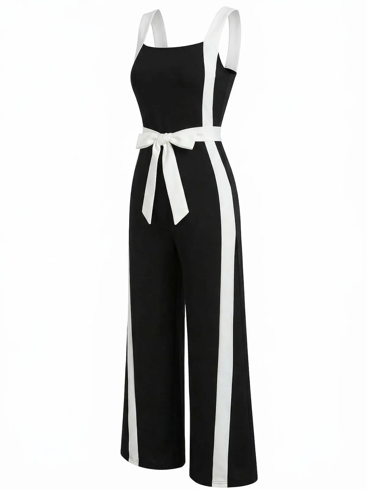 Black & White 1960s Color Block Suspender Jumpsuit sold by Retro Stage product image thumbnail 3