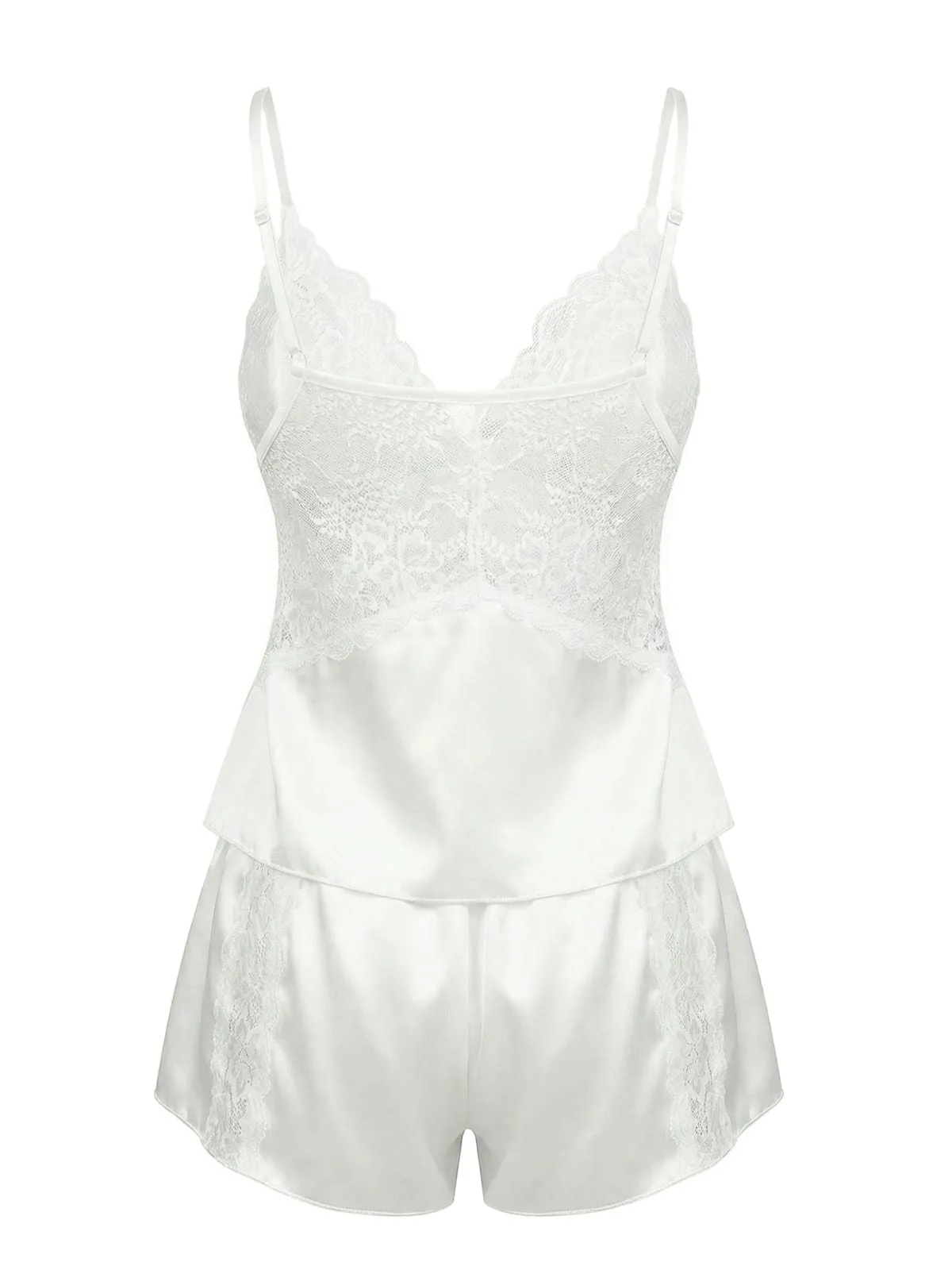 White 1950s Lace Satin Camisole Pajama Set sold by Retro Stage product image thumbnail 4