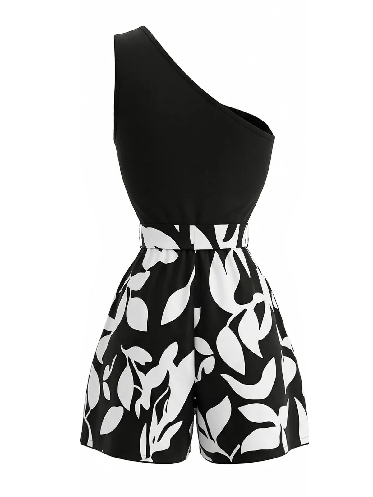 1930s One-Shoulder Plants Sleeveless Belted Romper sold by Retro Stage product image thumbnail 3