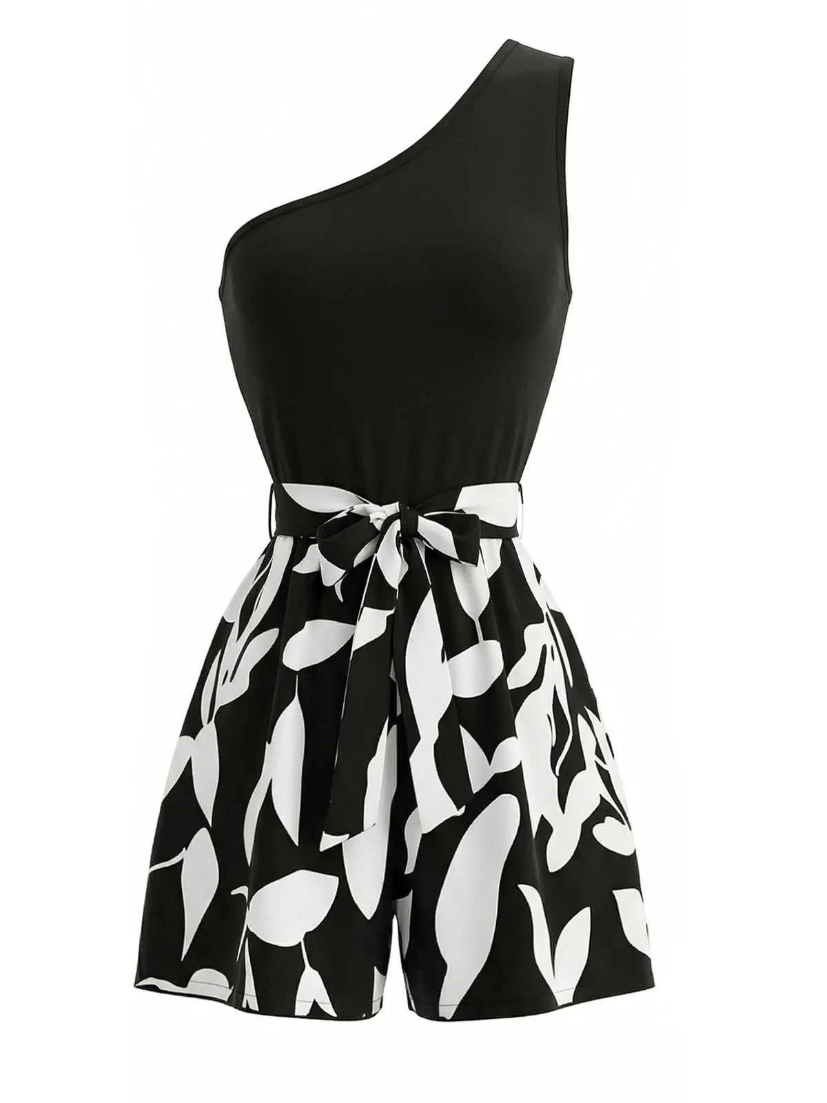 1930s One-Shoulder Plants Sleeveless Belted Romper sold by Retro Stage product image thumbnail 2