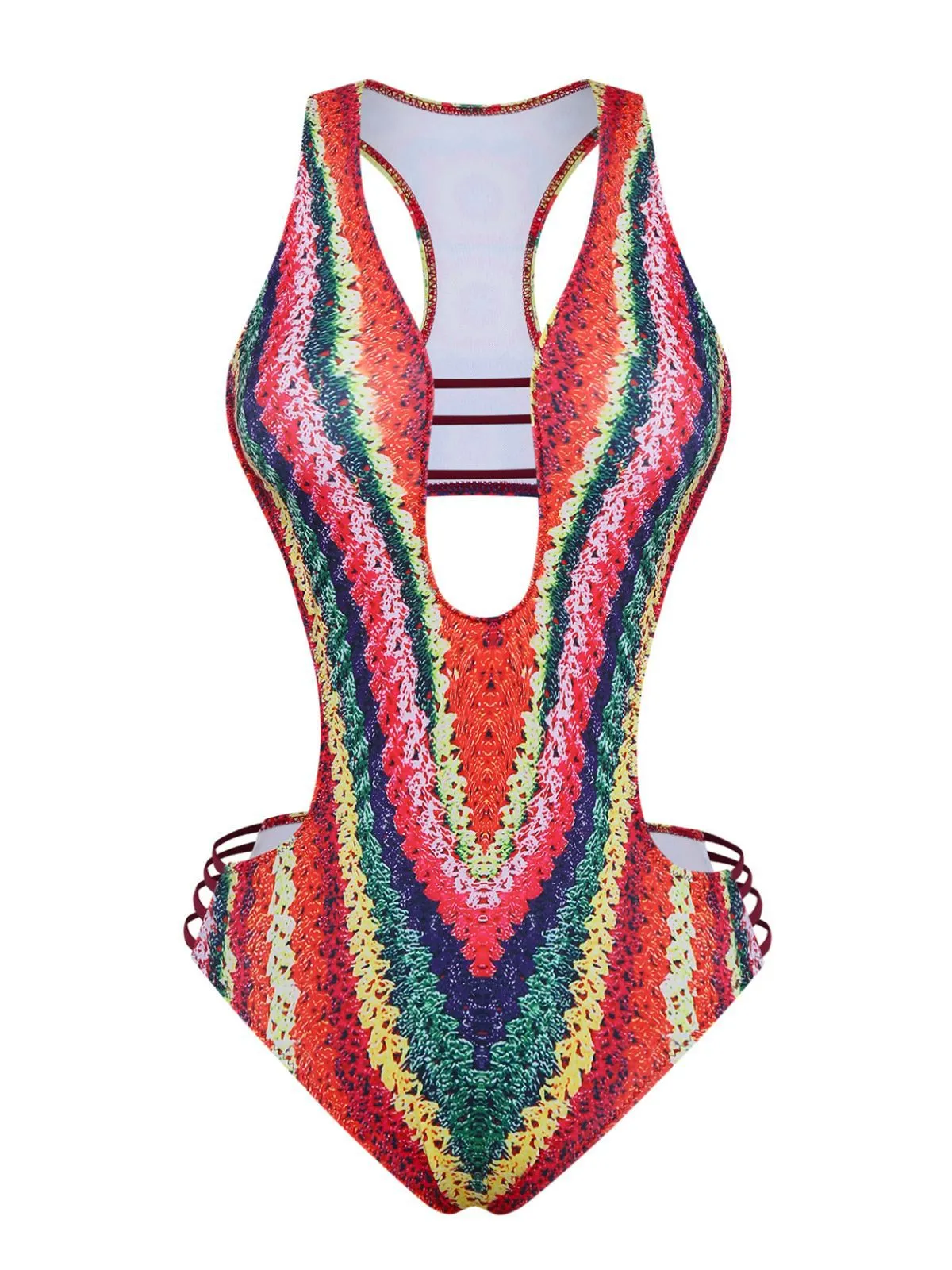 Red 1960s Spider Web Cutout Strappy Swimsuit sold by Retro Stage product image thumbnail 5