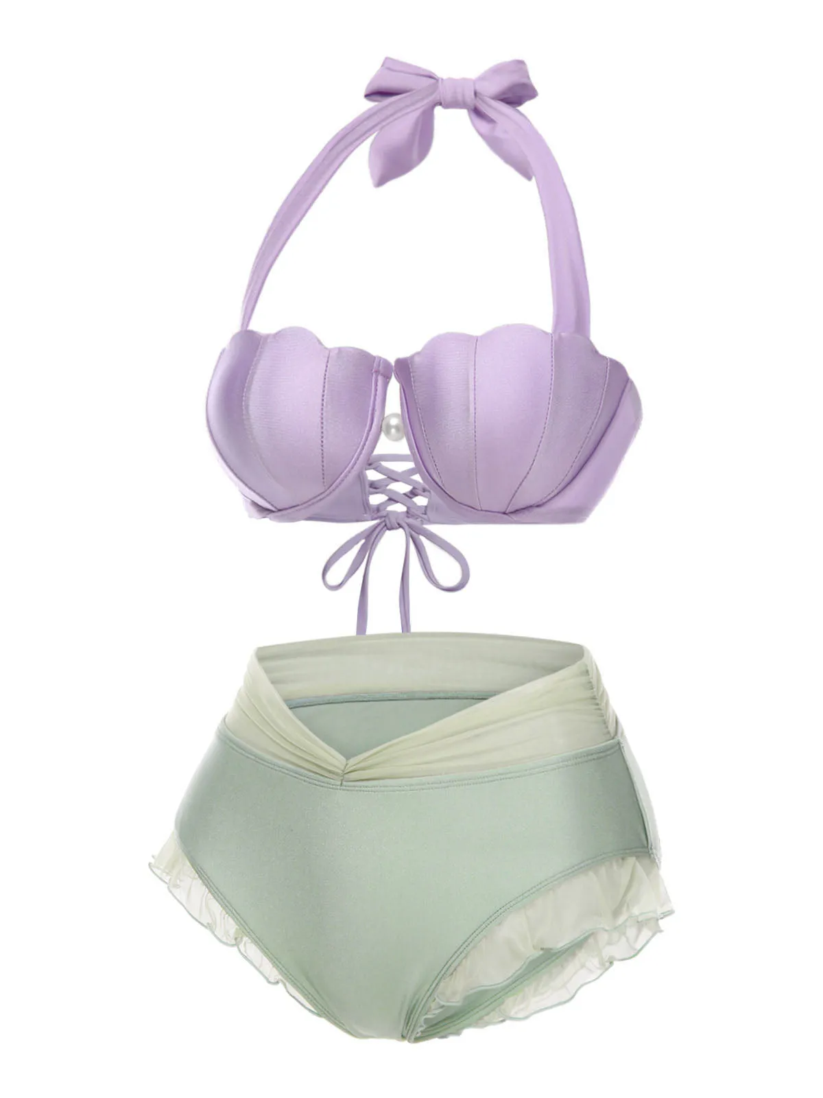 Pink 1970s Mermaid Shell Halter Bikini Set sold by Retro Stage product image thumbnail 5
