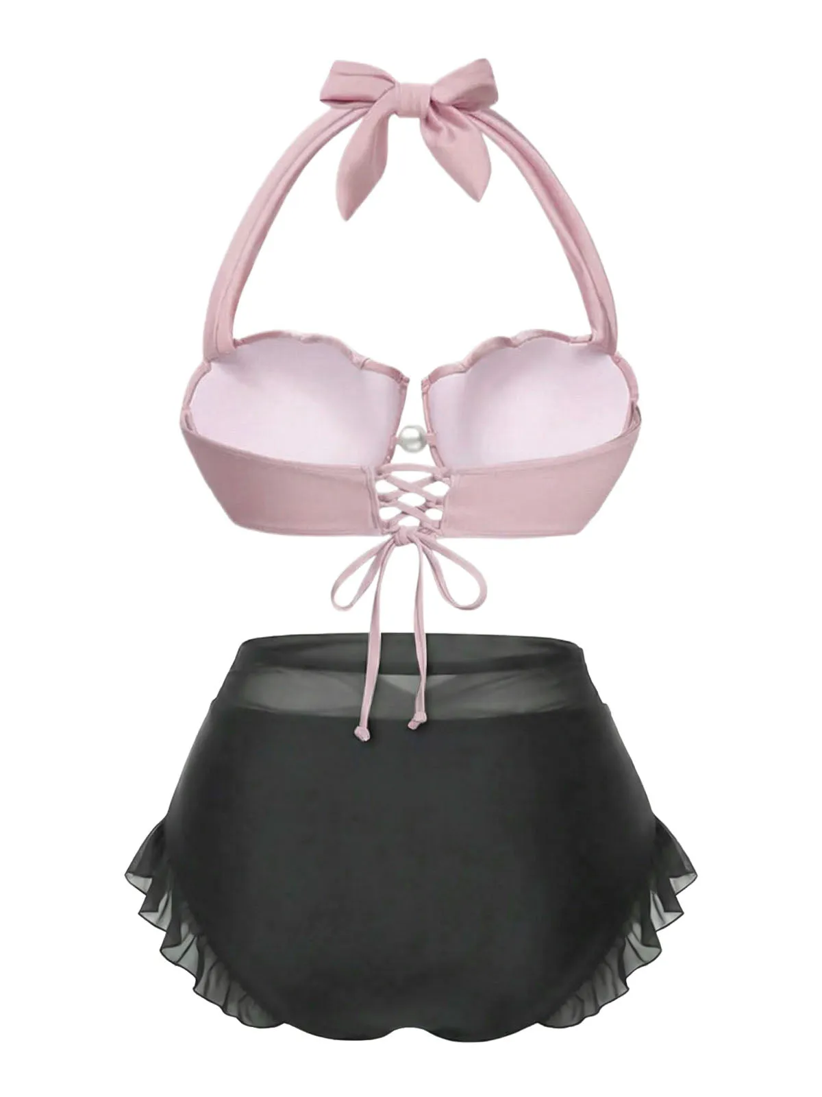 Pink 1970s Mermaid Shell Halter Bikini Set sold by Retro Stage product image thumbnail 2