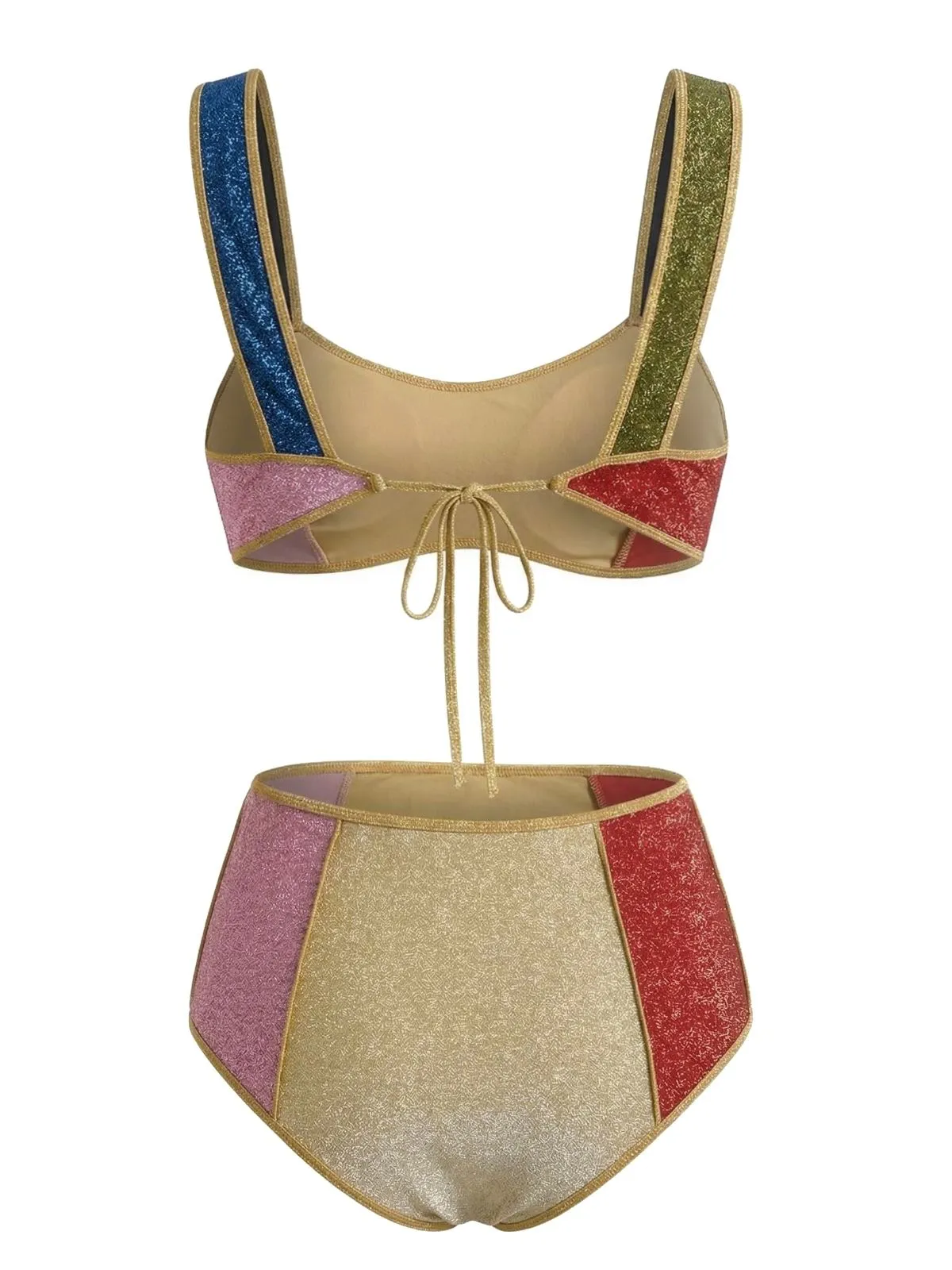 Multicolor 1940s Patchwork Metallic Bikini Set sold by Retro Stage product image thumbnail 4