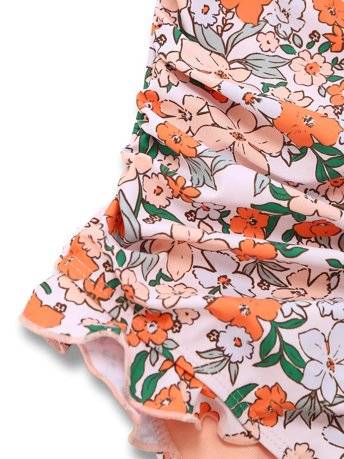 1950s Floral Ruffled Cap Sleeve One-Piece Swimsuit sold by Retro Stage product image thumbnail 5