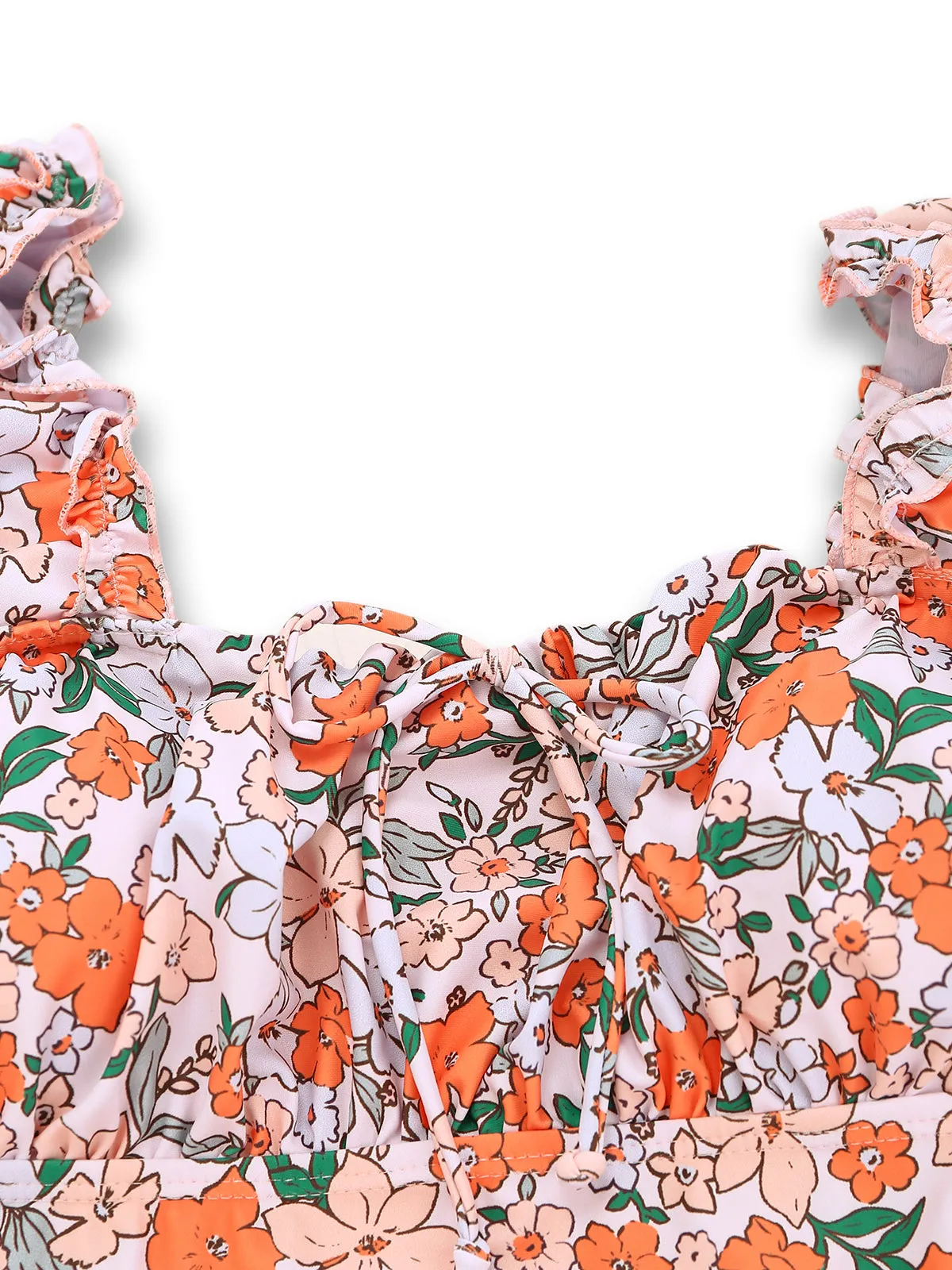 1950s Floral Ruffled Cap Sleeve One-Piece Swimsuit sold by Retro Stage product image thumbnail 4