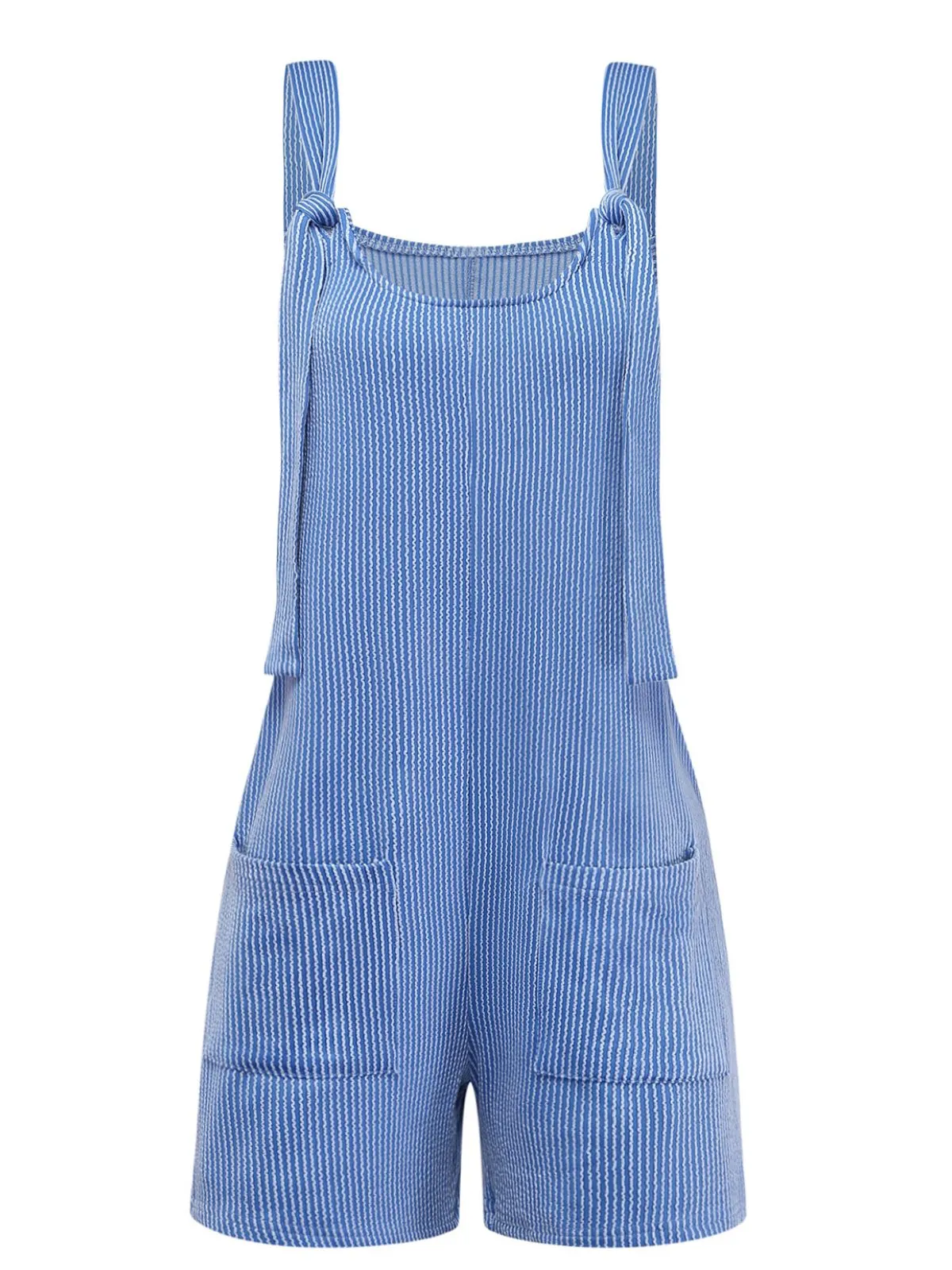 1960s Striped Pocketed Tie-Strap Romper sold by Retro Stage product image thumbnail 2