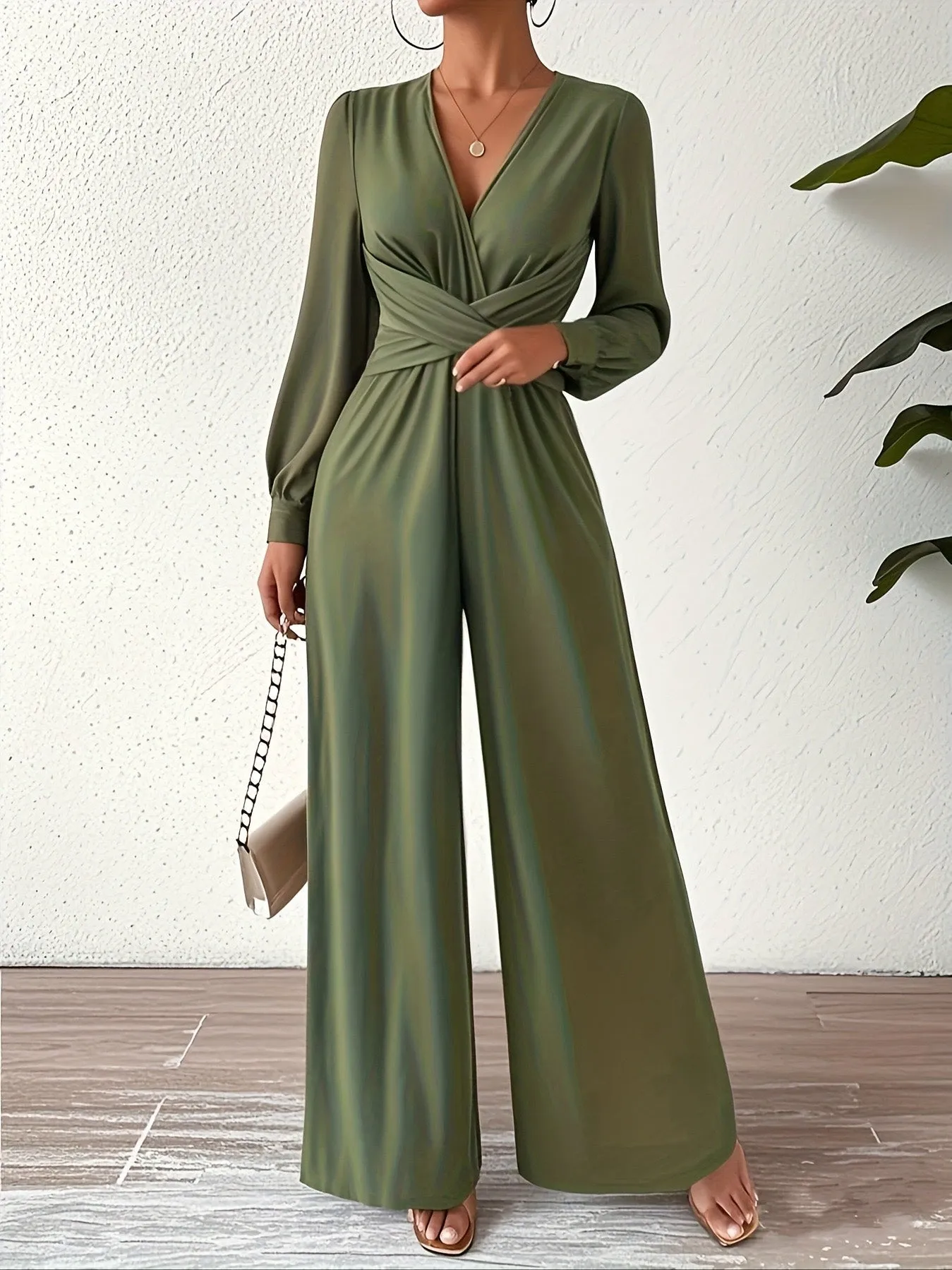 1930s Solid Wrap Front Long Sleeve Jumpsuit sold by Retro Stage product image thumbnail 2