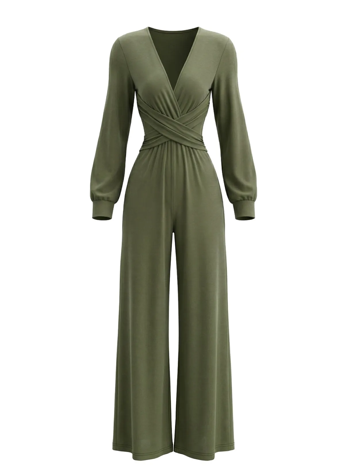 1930s Solid Wrap Front Long Sleeve Jumpsuit sold by Retro Stage product image thumbnail 3
